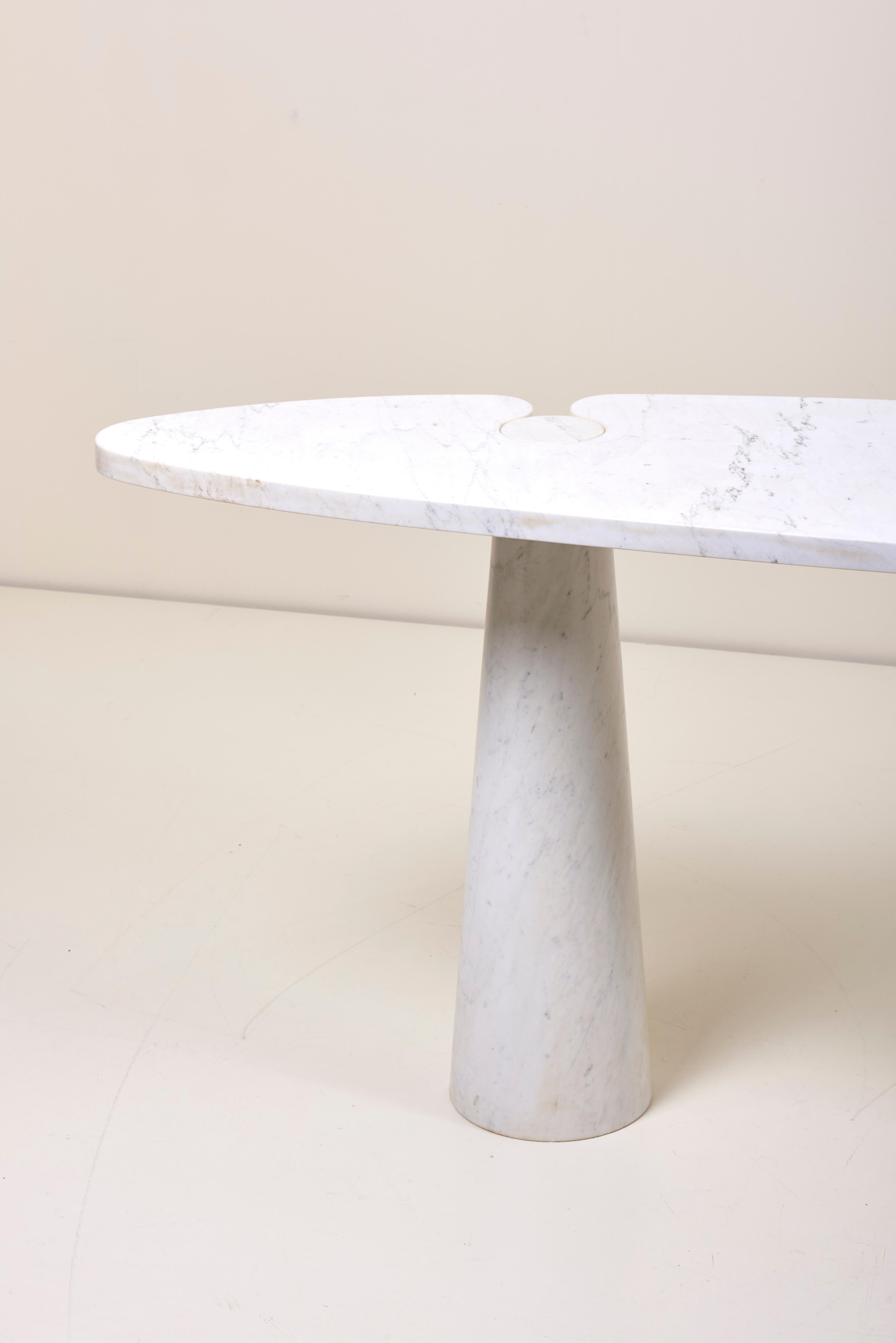 Italian Angelo Mangiarotti Eros Console Table in White Carrara Marble