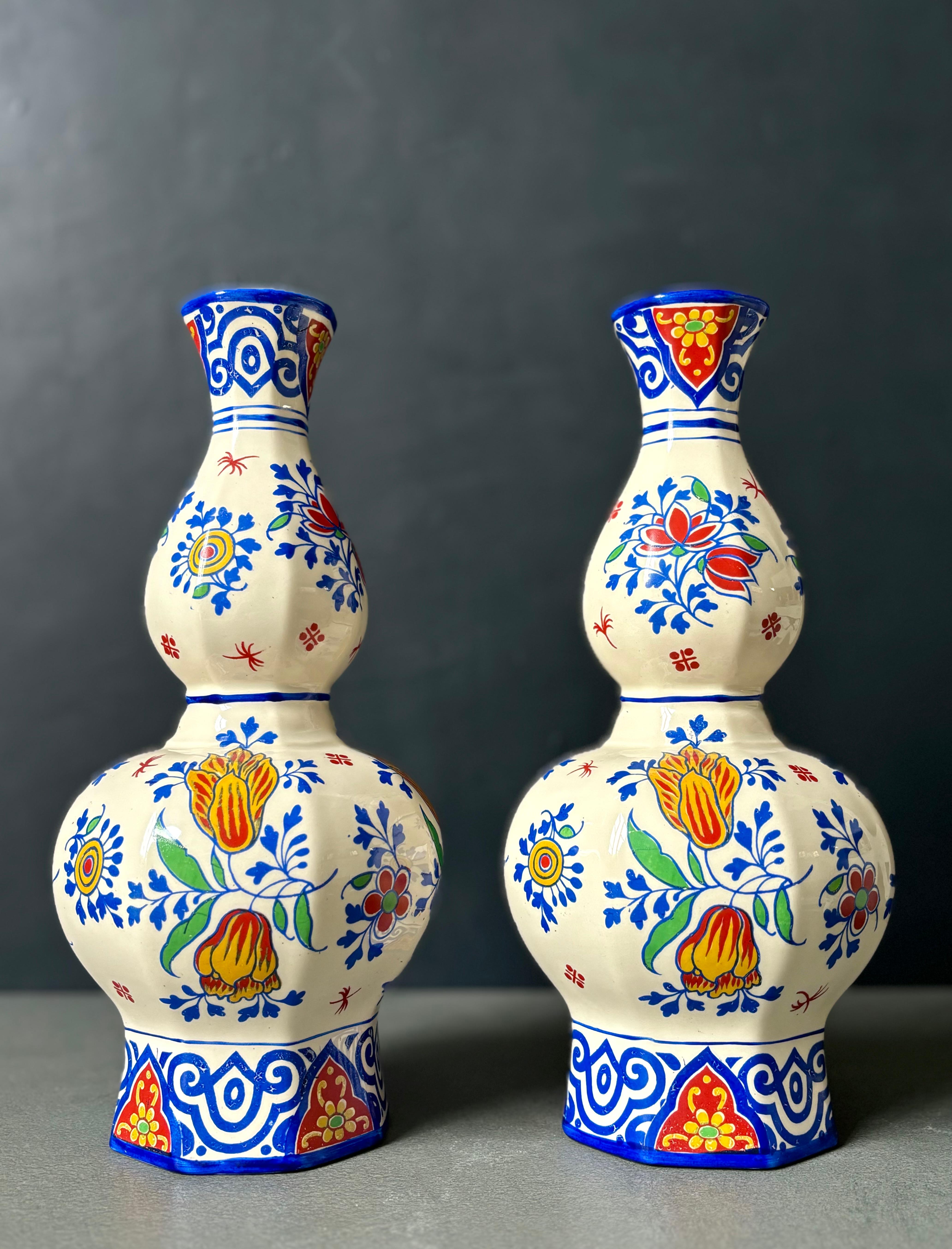 Belga 1 of 2 Vaso antico 1920 Boch Fréres Keramis Art Nouveau Delft Faience, Belgio in vendita