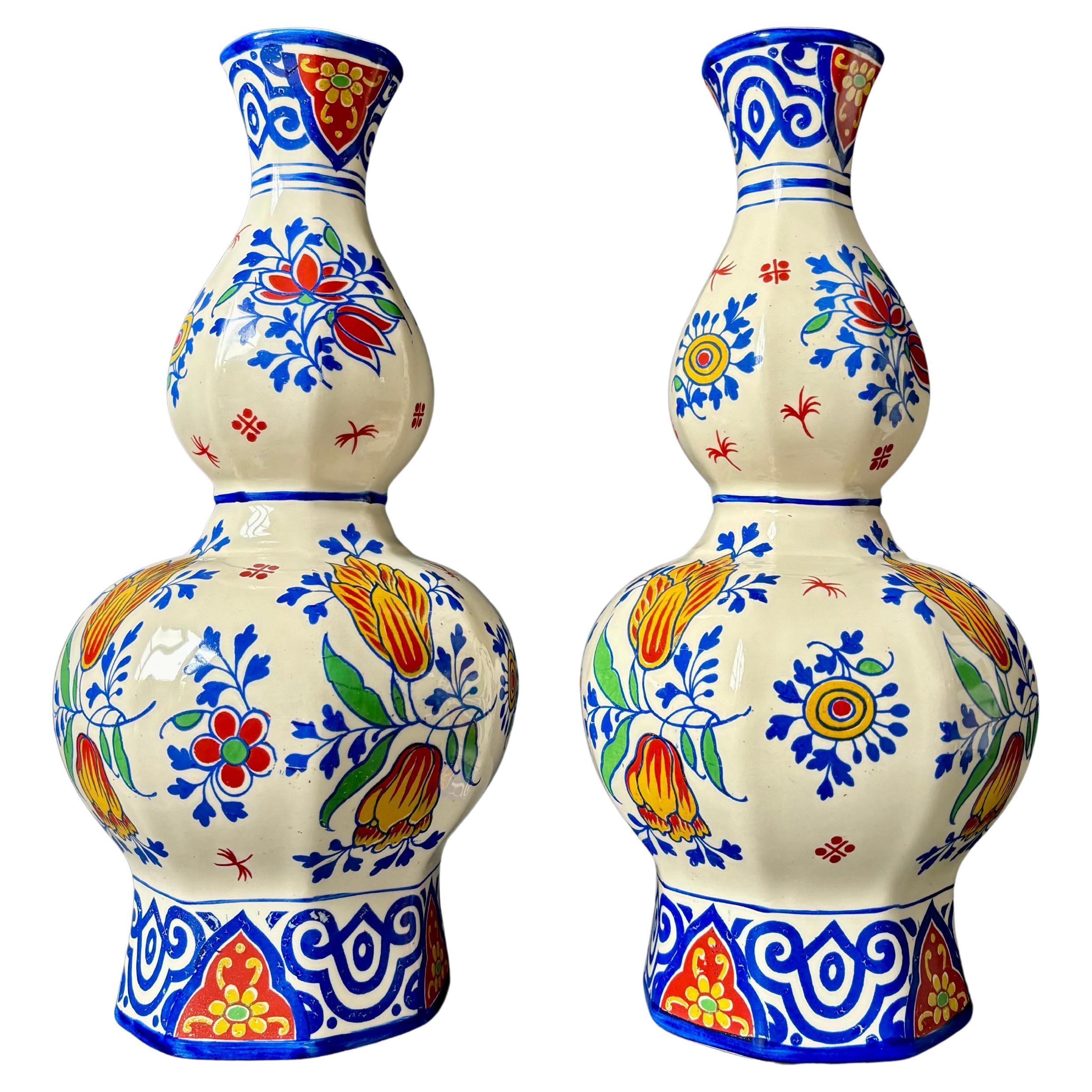1 of 2 Vaso antico 1920 Boch Fréres Keramis Art Nouveau Delft Faience, Belgio