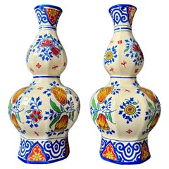 1 of 2 Vaso antico 1920 Boch Fréres Keramis Art Nouveau Delft Faience, Belgio