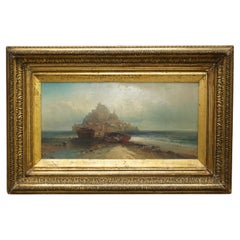 1 OF 2 ANTIQUE ORiGINAL 1890 MAX M SINCLAIR OIL PAINTINGS OF ST MICHAEL'S MOUNT
