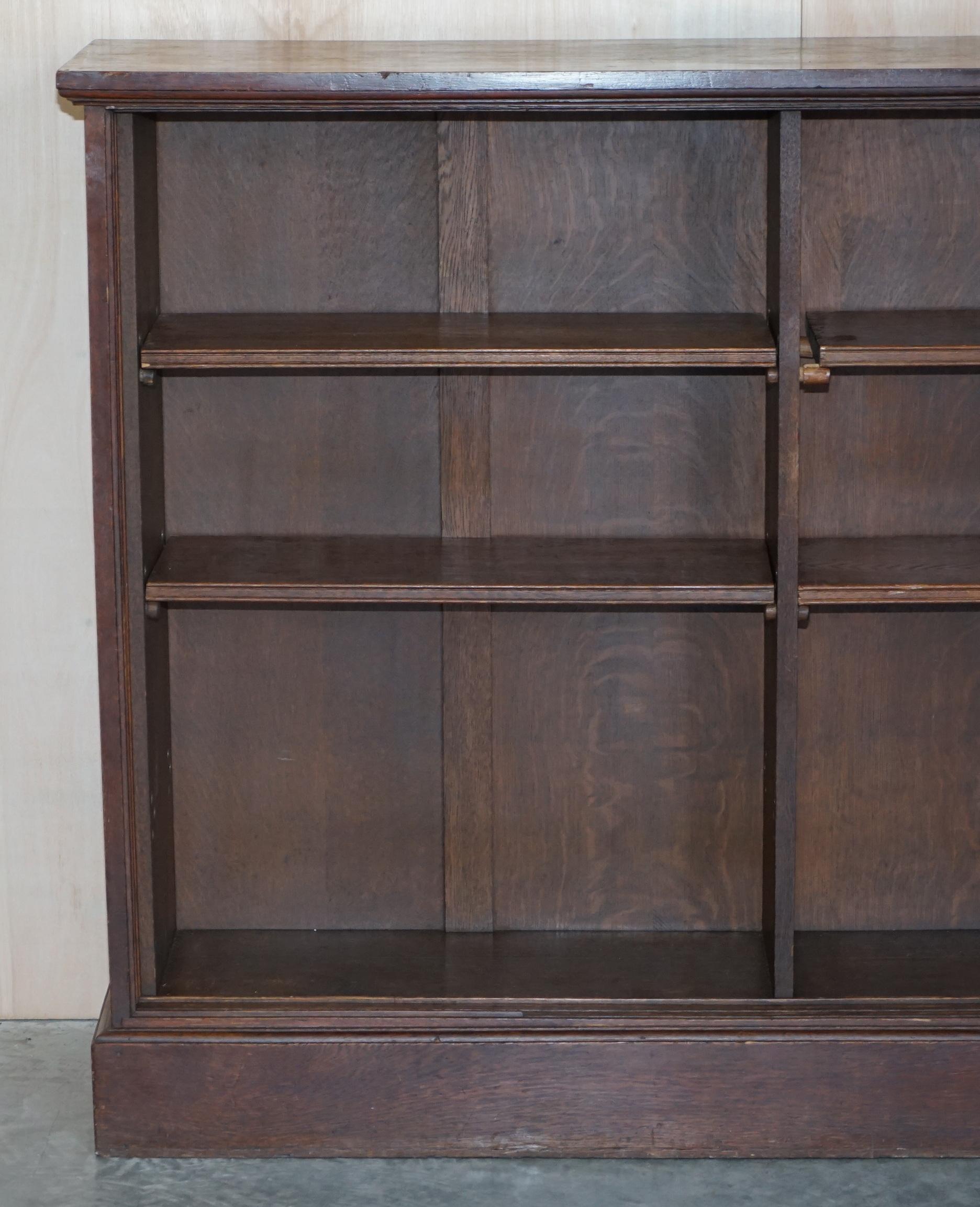 High Victorian 1 of 2 Antique Victorian Dwarf Open Library Bookcases with Two Shelves Per Side For Sale