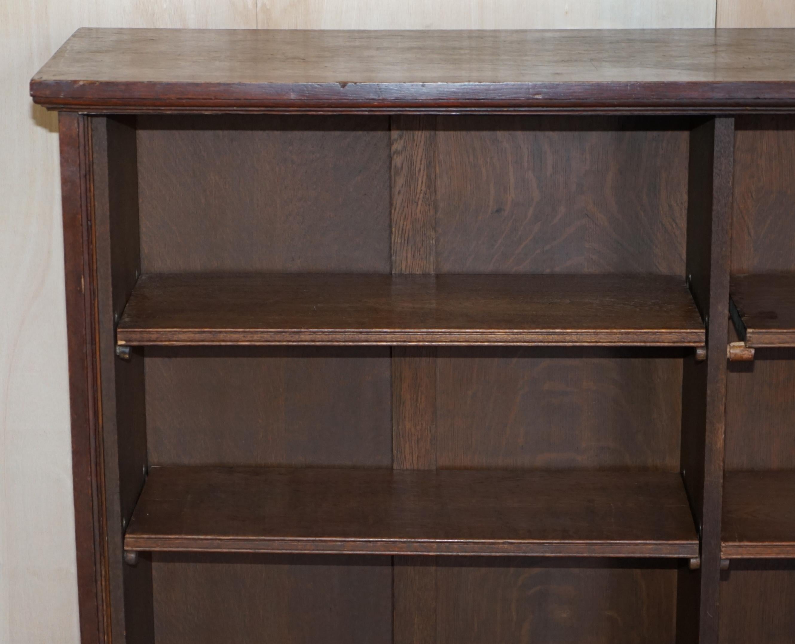 English 1 of 2 Antique Victorian Dwarf Open Library Bookcases with Two Shelves Per Side For Sale