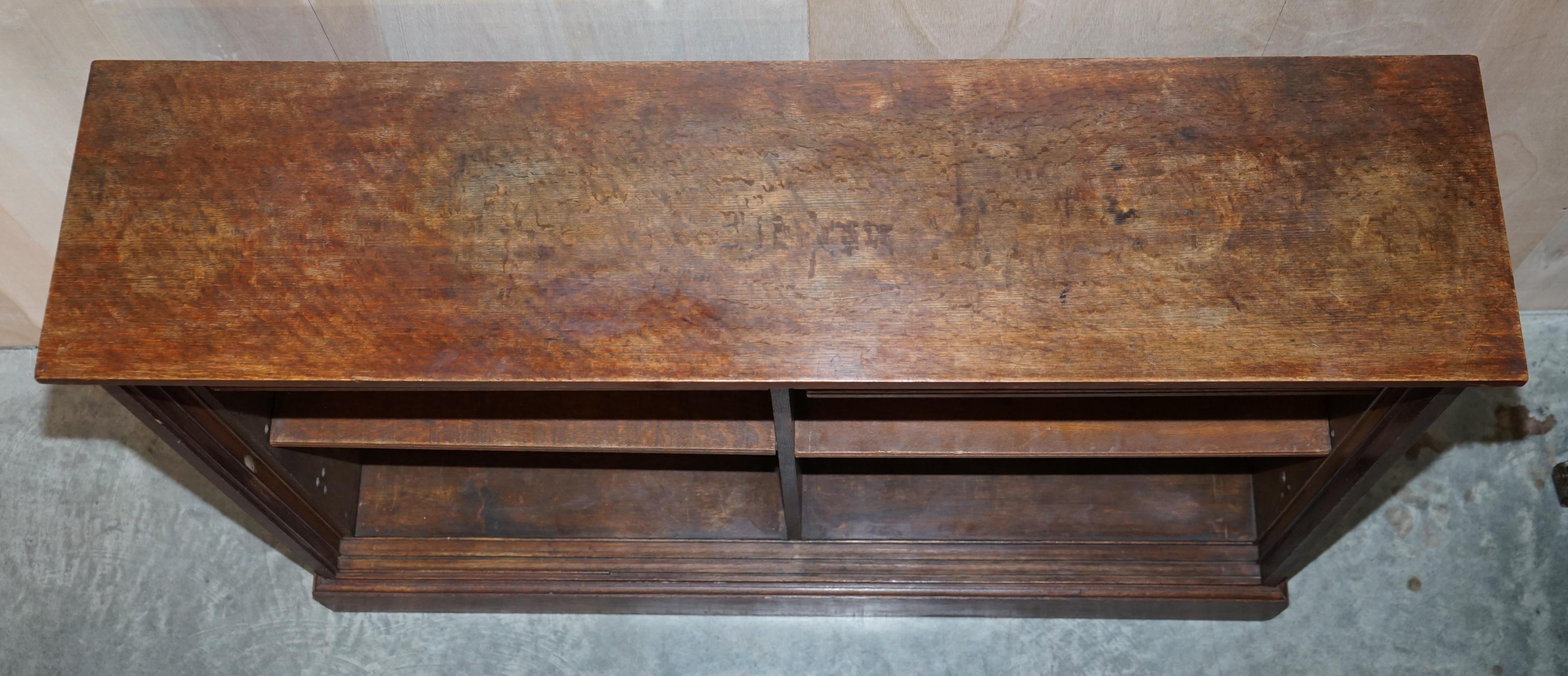 1 of 2 Antique Victorian Dwarf Open Library Bookcases with Two Shelves Per Side For Sale 2