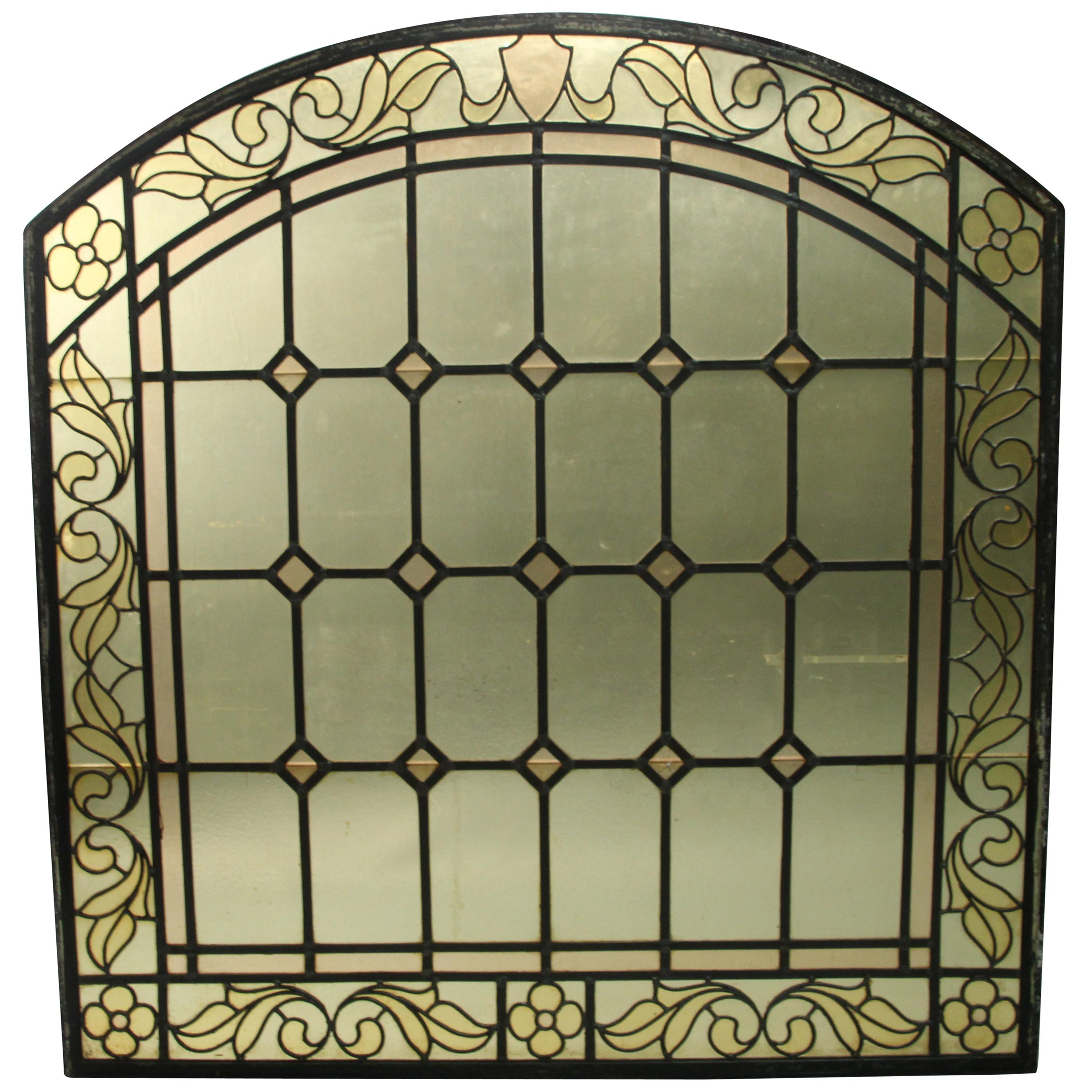 1 of 2 Arched Stained Glass Window For Sale