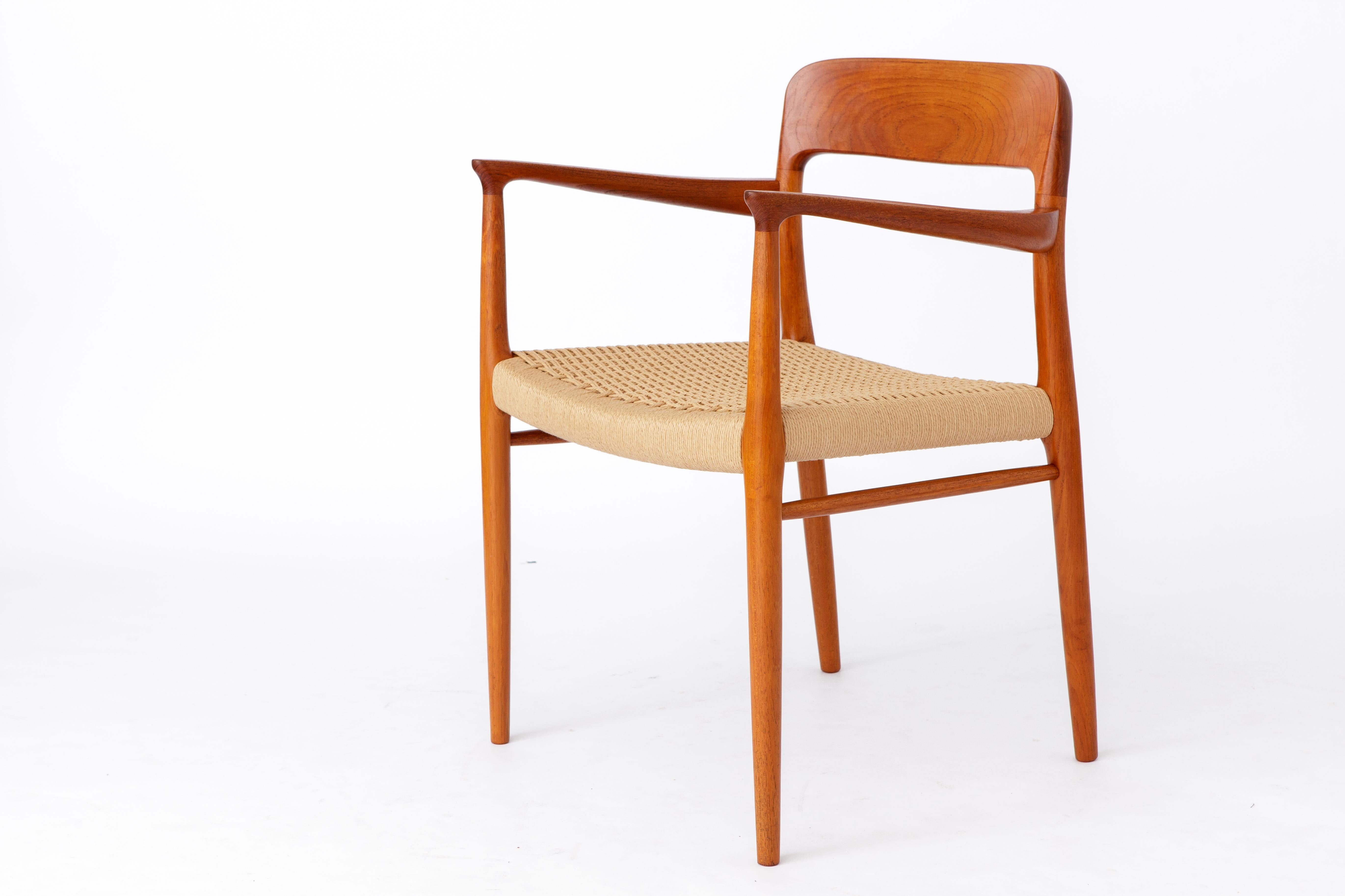 Polished 1 of 2 Armchair No. 56 by Niels Otto Møller (1954) – Teak Frame, Renewed Danish For Sale