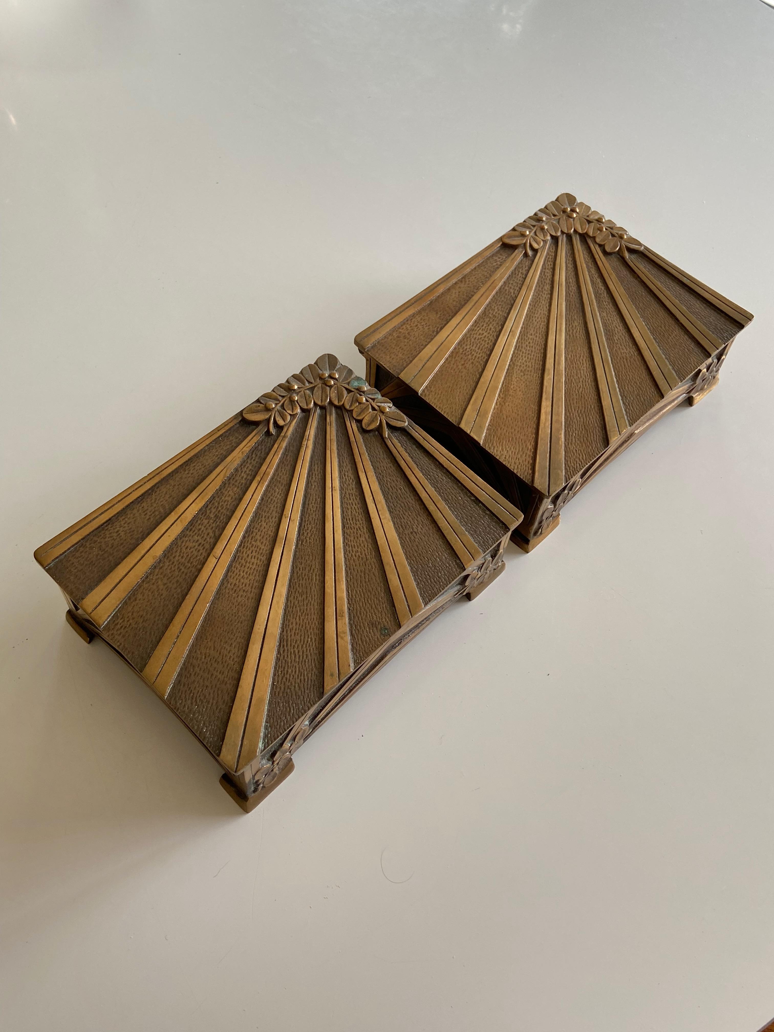 1 of 2 Art Deco Bronze Cigar Box From Ædel Malm, 1940s Denmark 5