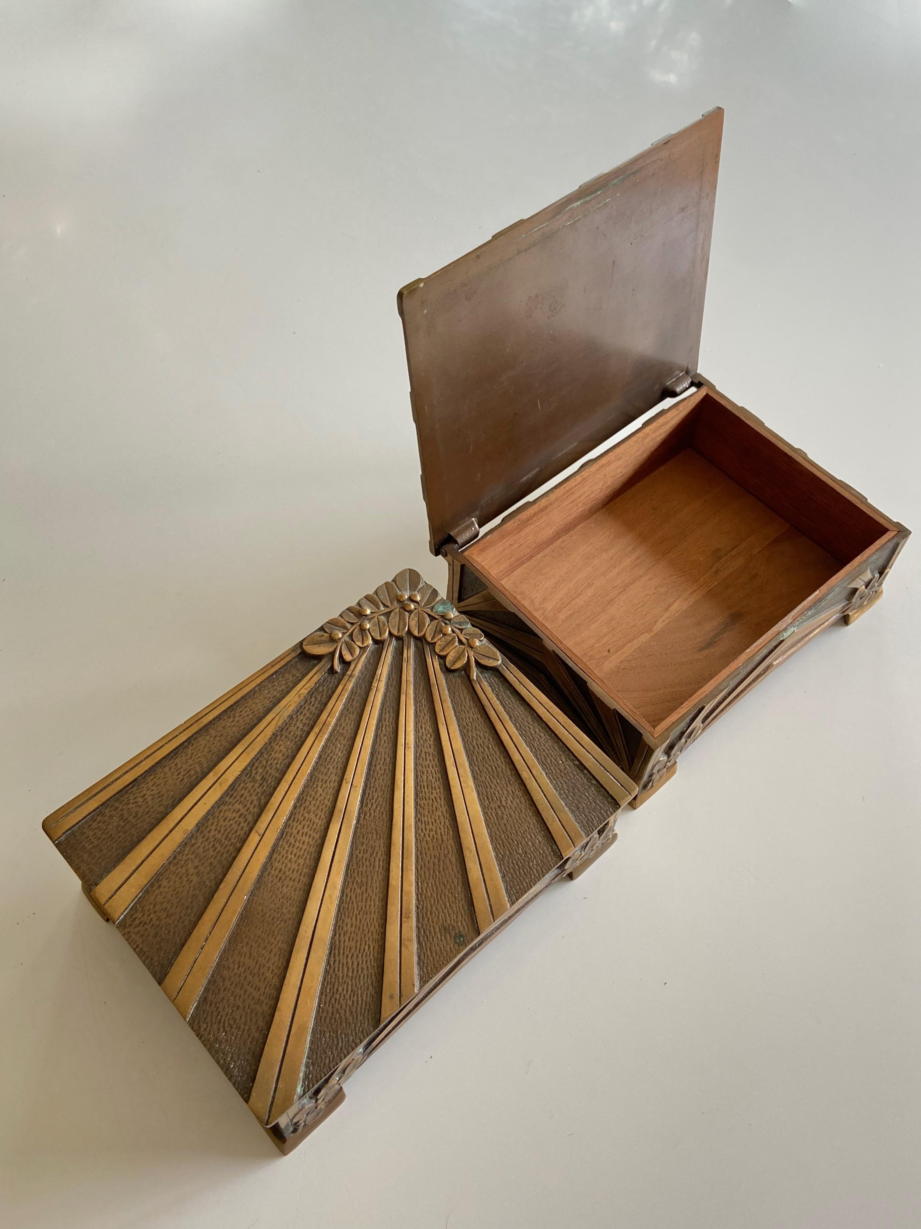 1 of 2 Art Deco Bronze Cigar Box From Ædel Malm, 1940s Denmark 6