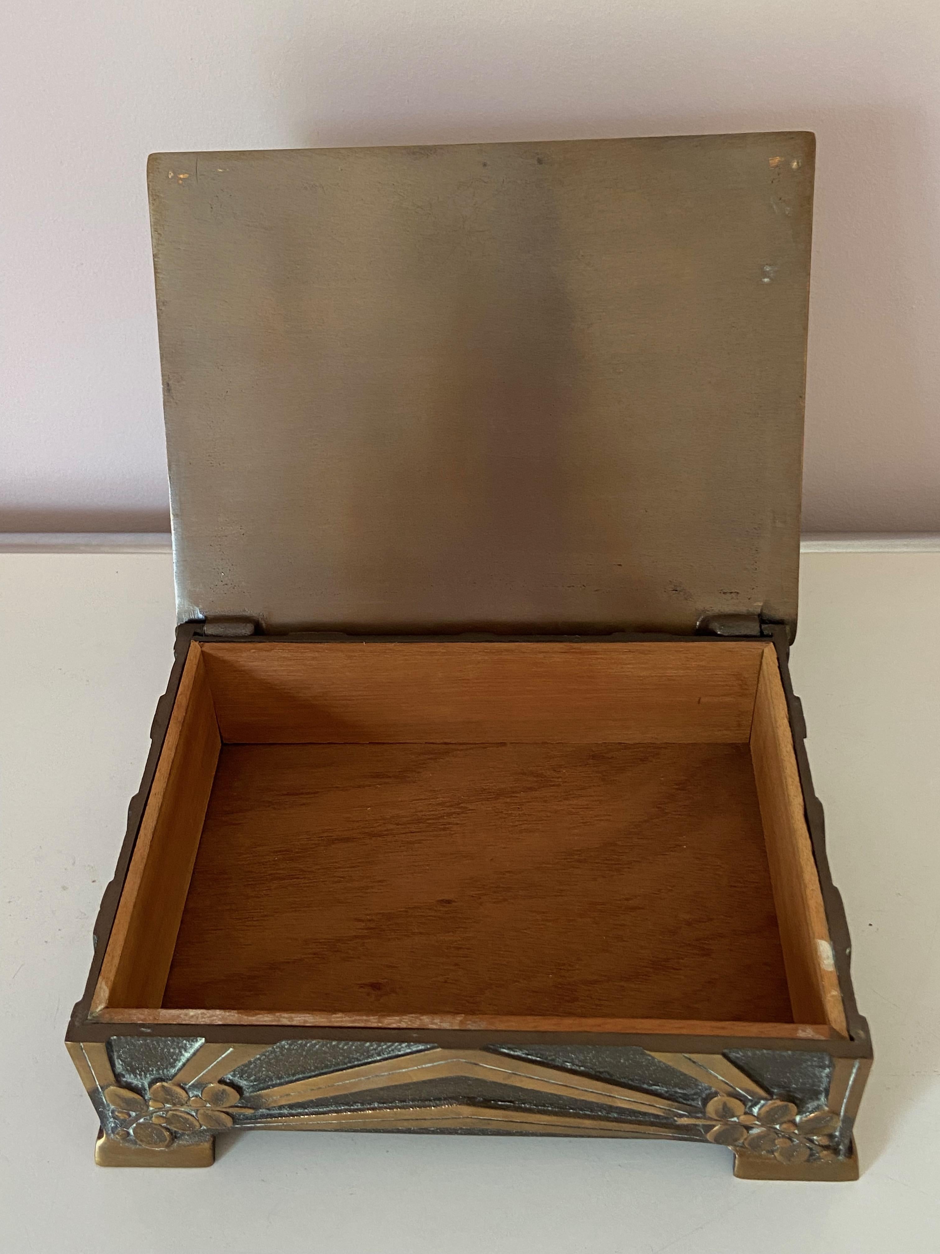 Mid-Century Modern 1 of 2 Art Deco Bronze Cigar Box From Ædel Malm, 1940s Denmark