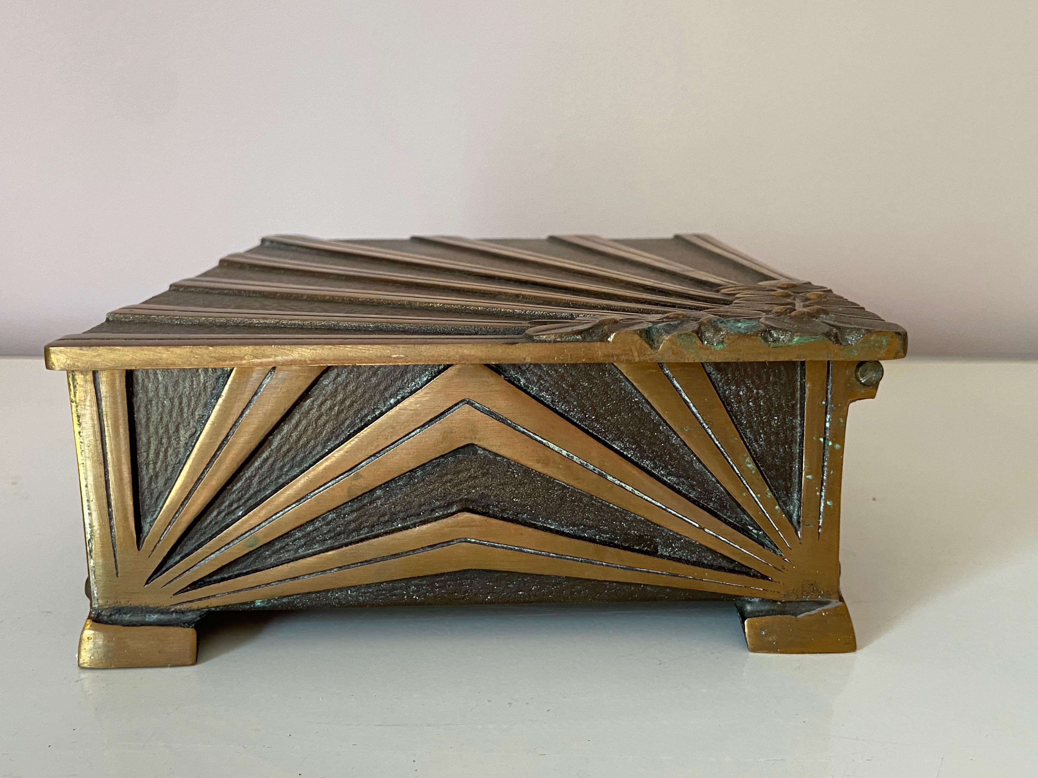 Danish 1 of 2 Art Deco Bronze Cigar Box From Ædel Malm, 1940s Denmark