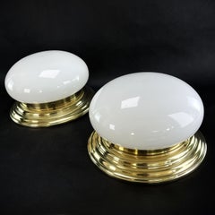 1 of 2 Art Deco Flush Mount Brass Plafoniere Ceiling Lamp, Lamp, circa 1930