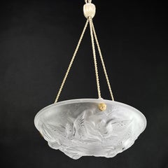 Art Deco Muller Feres Luneville-Glasschale mit Vogelmotiven aus Muller Feres, 1930er Jahre