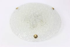 1 von 2' großen, runden Murano-Eisglas-Einbaubeleuchtung von Hillebrand, Deutschland, 1970er Jahre