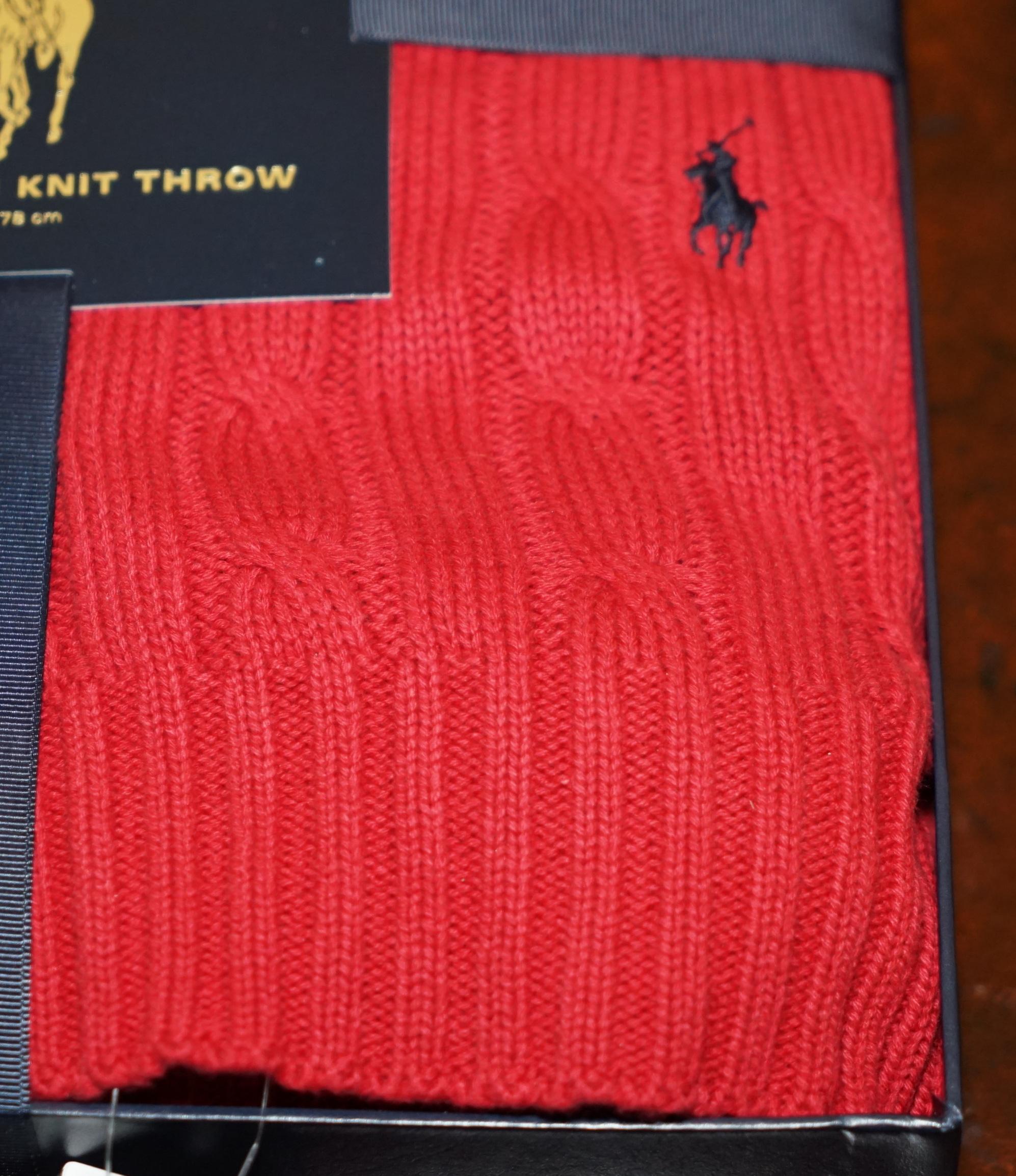 Contemporary BRAND NEW AND BOXED RALPH LAUREN KNiTTED COTTON CABLE THROW BLANKET