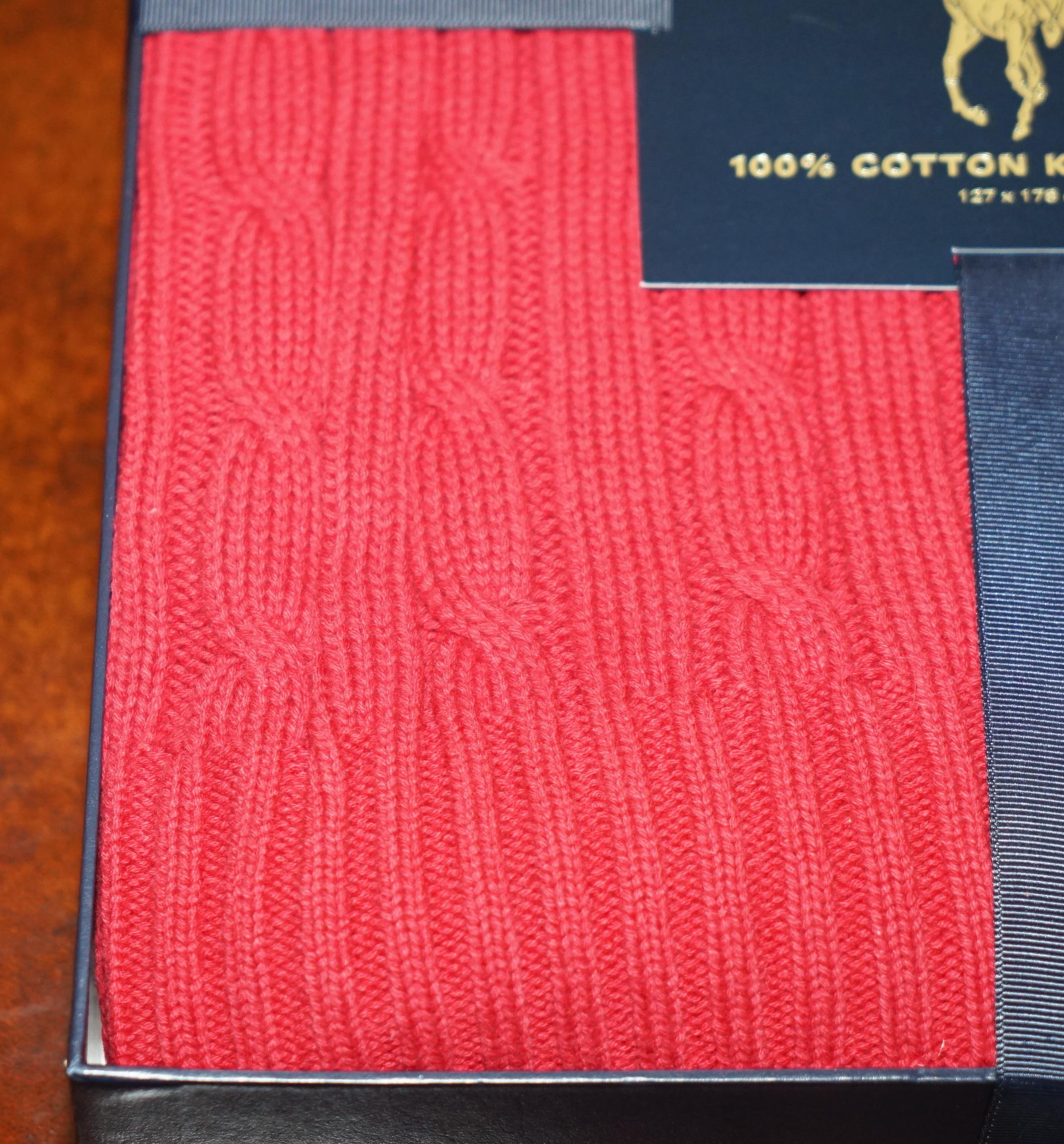 Contemporary  BRAND NEW AND BOXED RALPH LAUREN KNiTTED COTTON CABLE THROW BLANKET