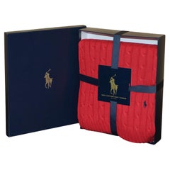 BRAND NEW AND BOXED RALPH LAUREN KNiTTED COTTON CABLE THROW BLANKET