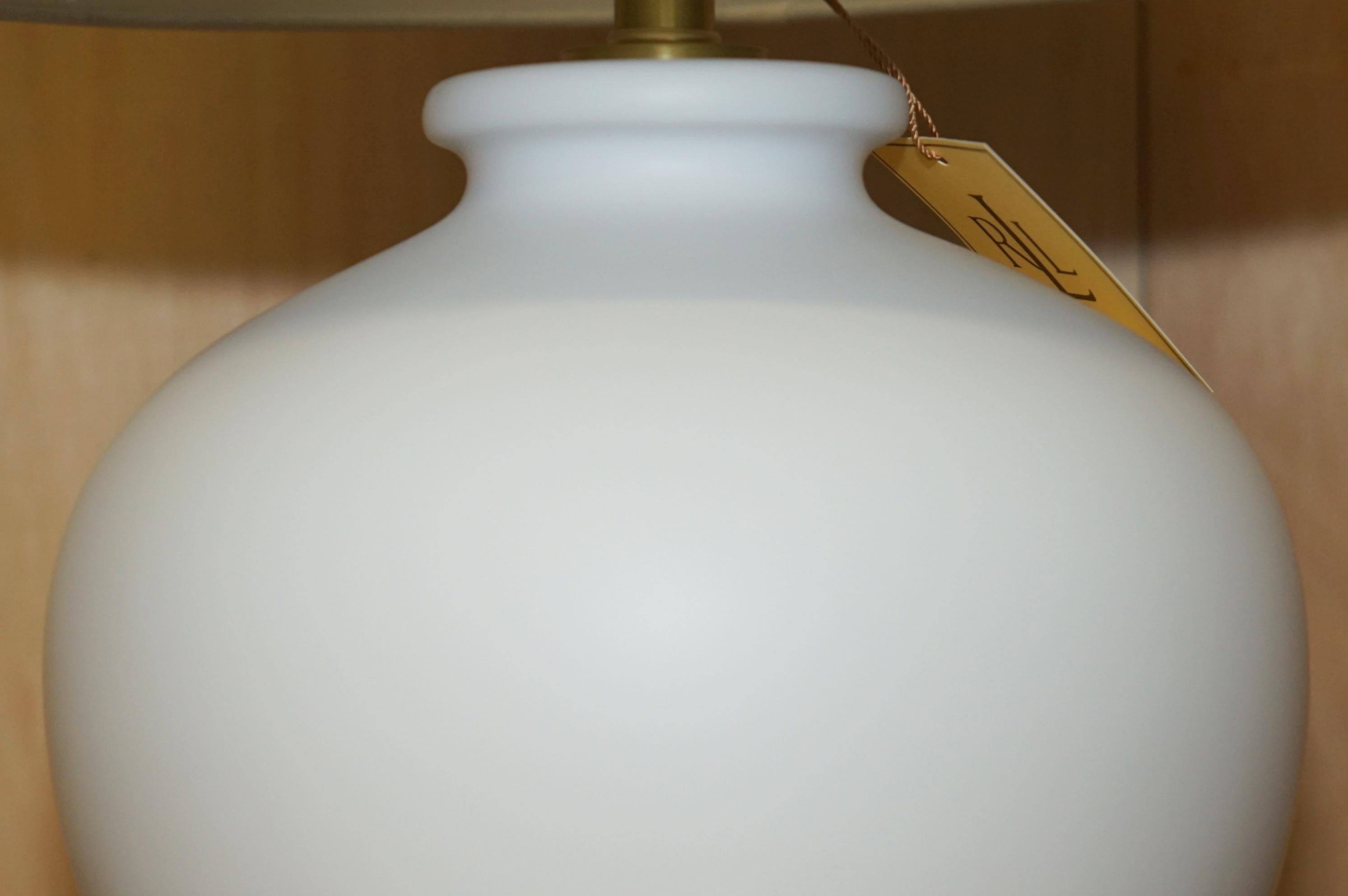 Ceramic 1 OF 2 BRAND NEW IN THE BOX RALPH LAUREN CERAMIC WHITE VASE SHAPE TABLE LAMPs For Sale