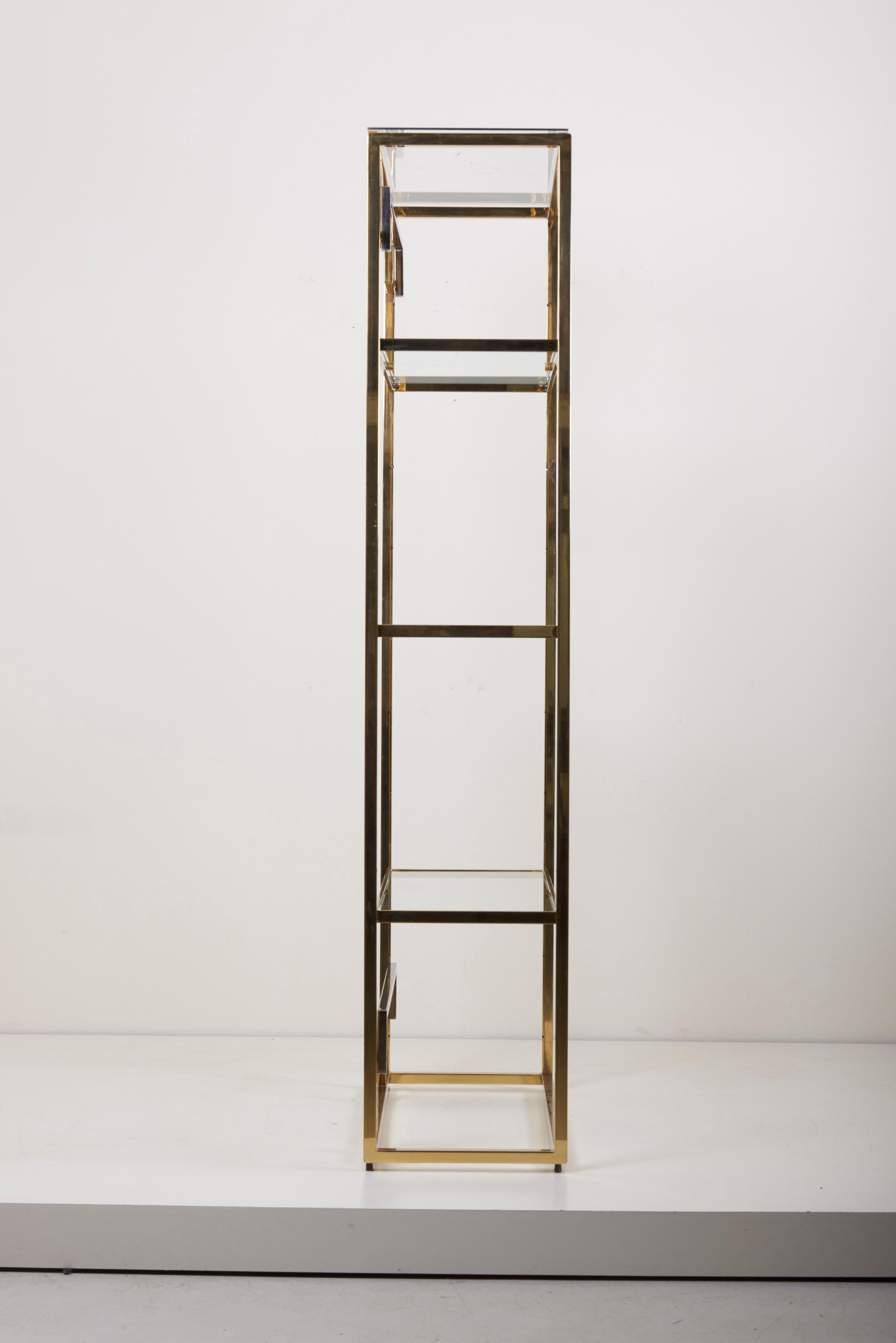 1 of 2 Brass and Gold-Plated Bookshelf or Étagère Attributed to Maison Jansen In Good Condition In Berlin, BE