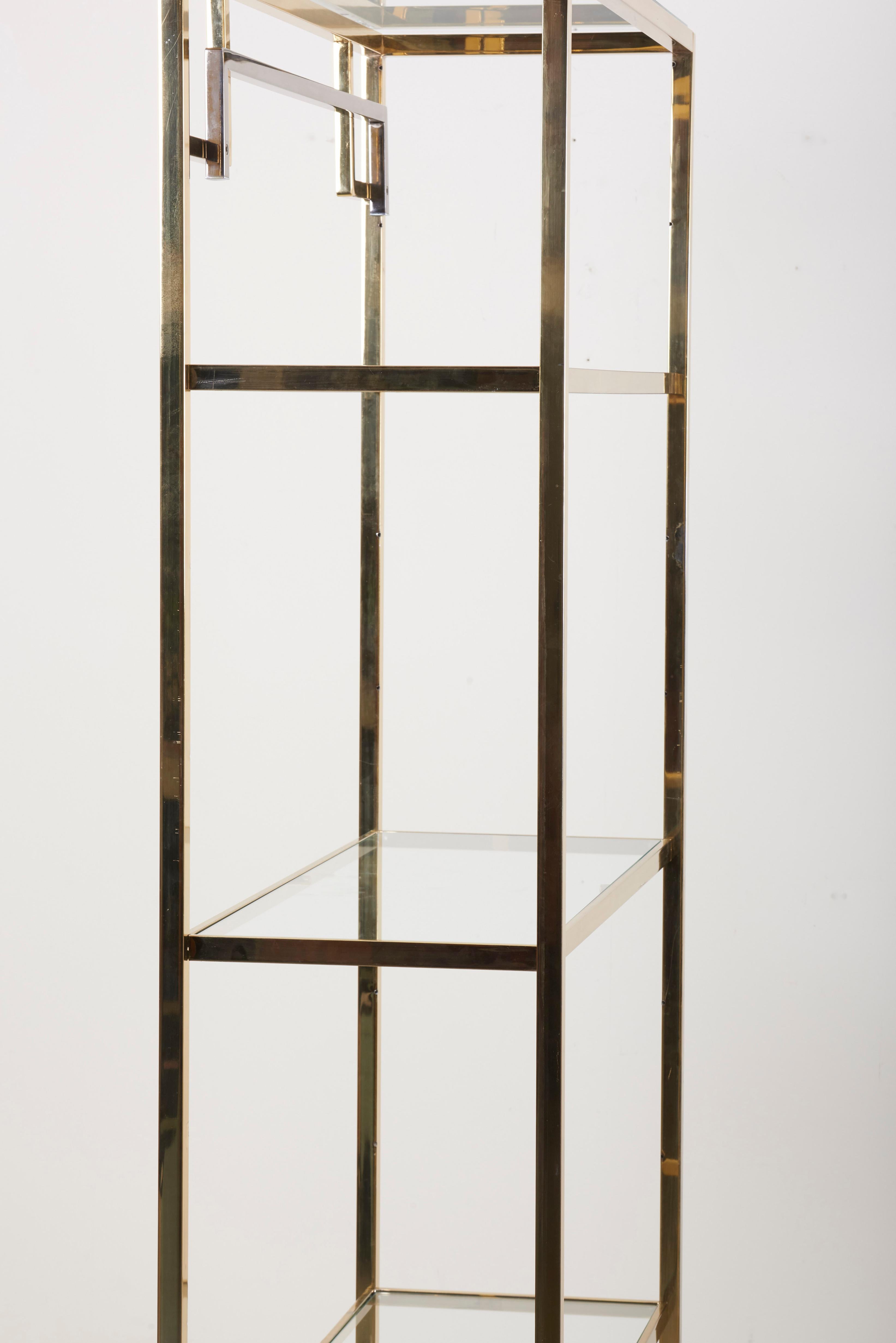Late 20th Century 1 of 2 Brass and Gold-Plated Bookshelf or Étagère Attributed to Maison Jansen