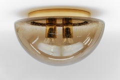 1. de 2 Flush Mount de latón y cristal ahumado de Limburg, Alemania Años 60