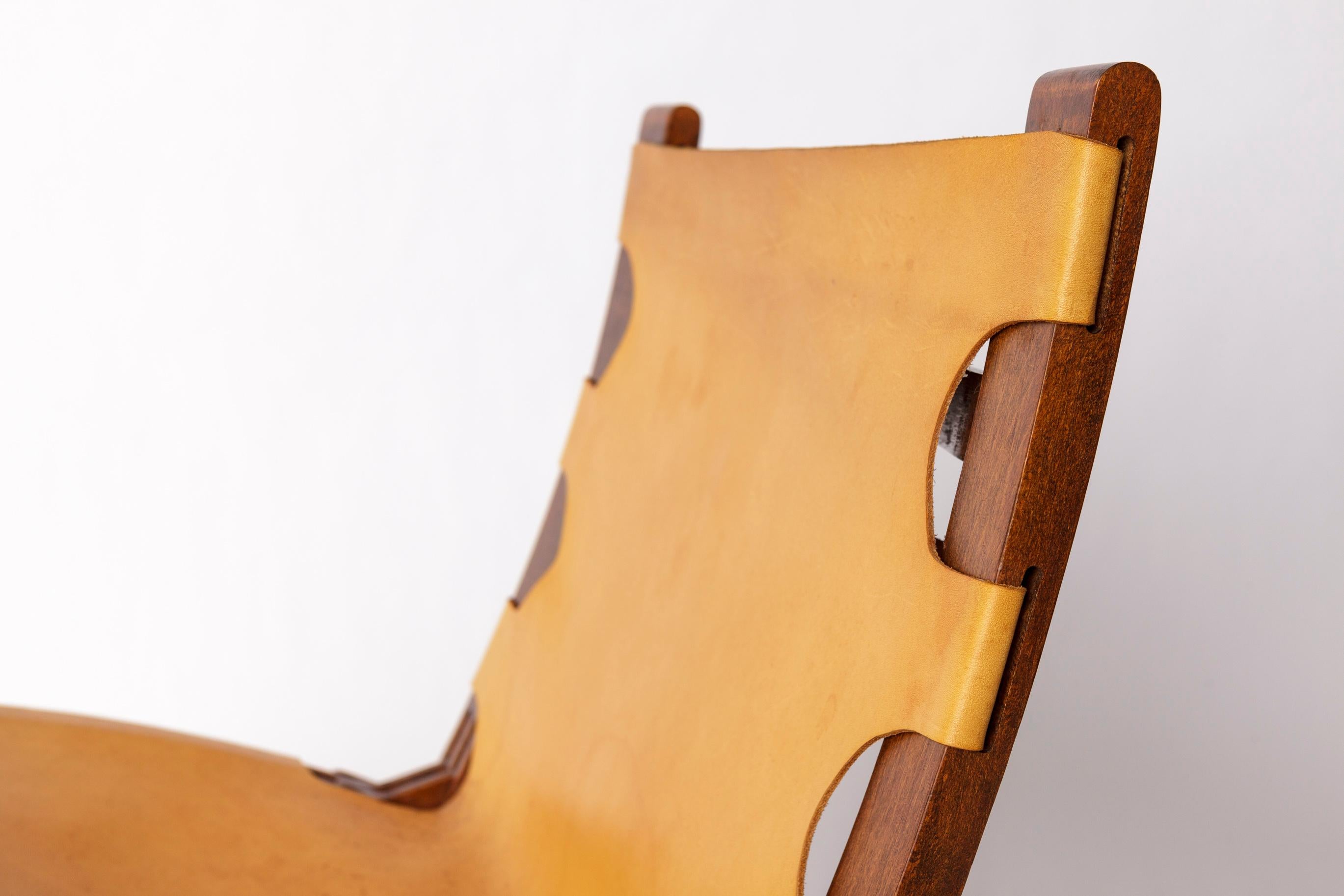 1 de 2 Silla plegable Børge Mogensen - 1950 Teca y cuero - Mitad del siglo danés Inglés en venta