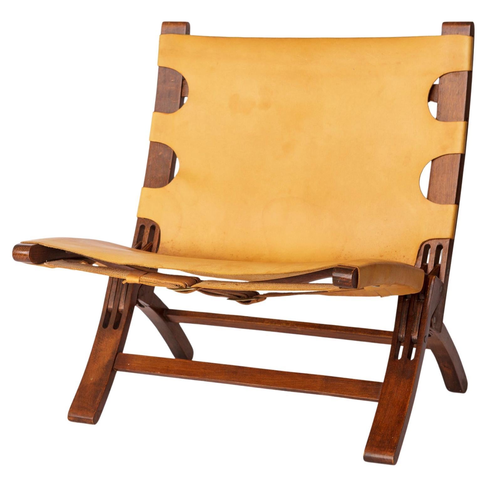1 von 2 Børge Mogensen Klappstuhl - 1950s Teak & Leder - Dänische Mitte des Jahrhunderts