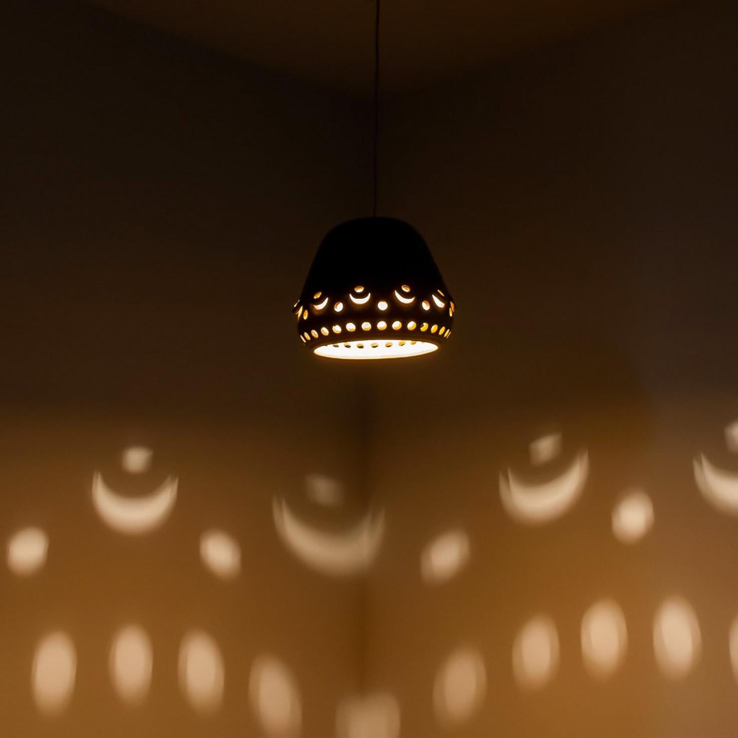 1 of 2 Brown Beige Ceramic Pendant, Denmark, 1970 For Sale 5