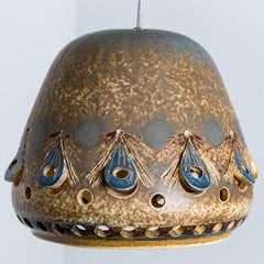 1 of 2 Brown Beige Ceramic Pendant, Denmark, 1970