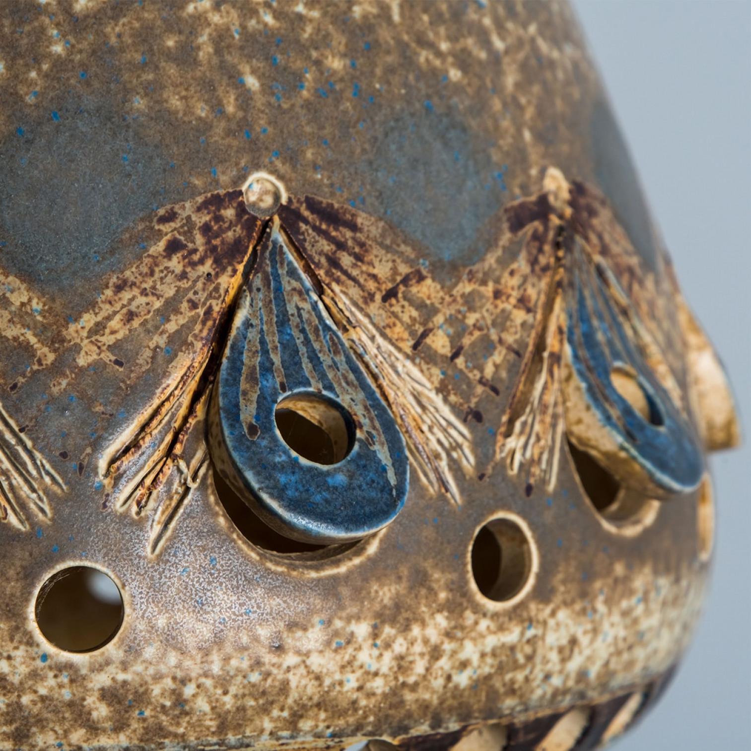 Other 1 of 2 Brown Beige Ceramic Pendant, Denmark, 1970 For Sale