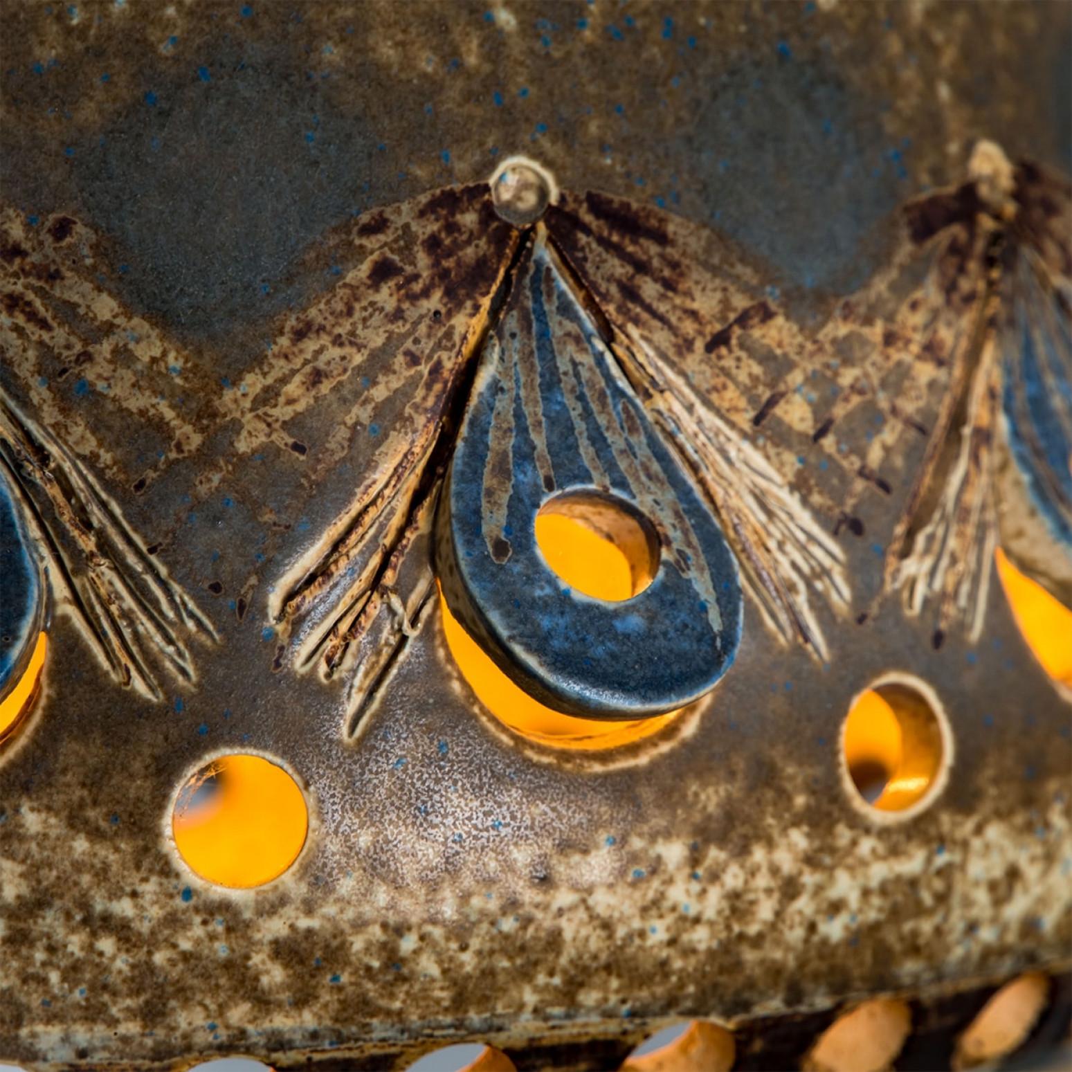 1 of 2 Brown Beige Ceramic Pendant, Denmark, 1970 For Sale 1