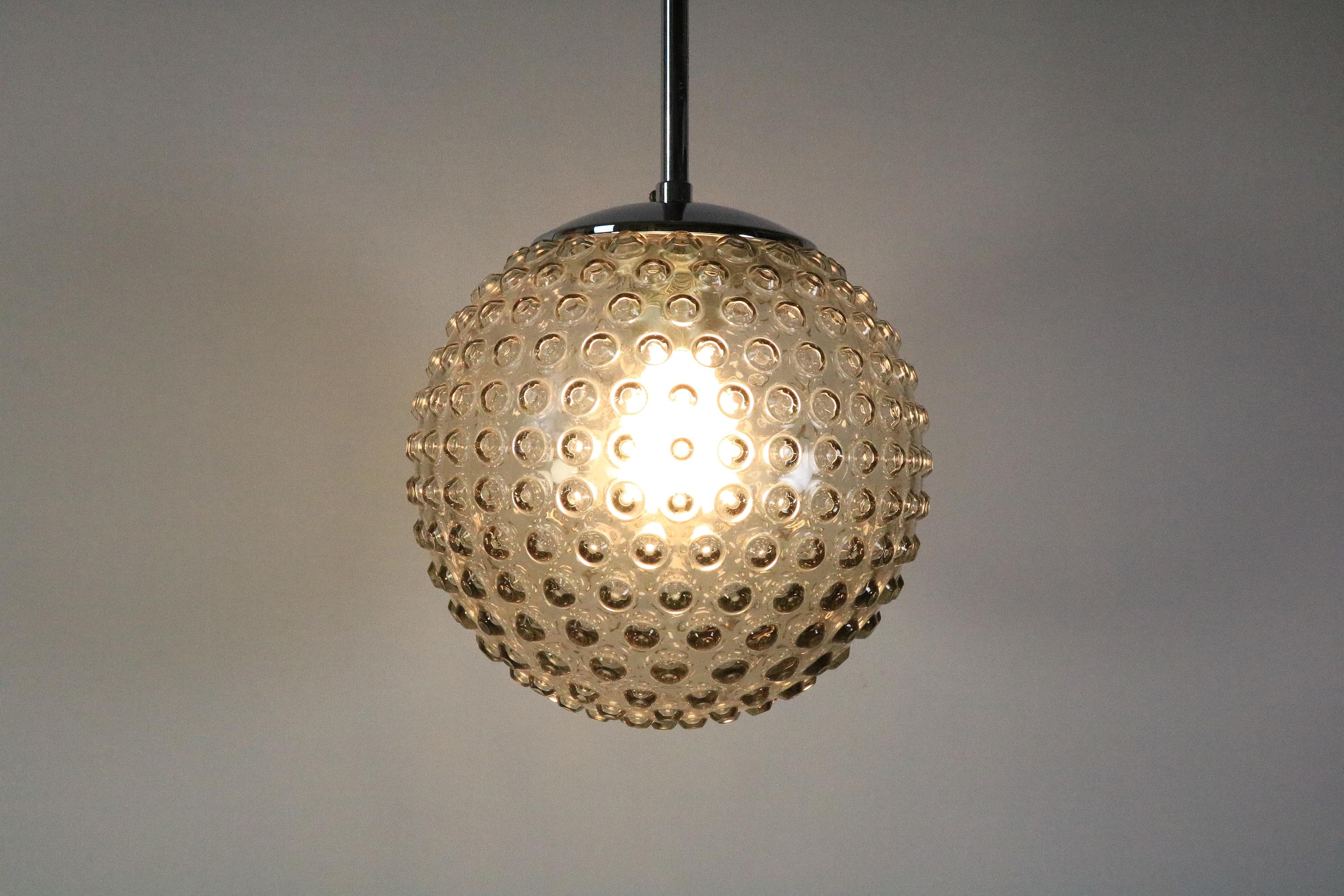 Metal 1 of 2 Bubble Glass Lamp, STAFF, Krüger, Mid-Century, B condition For Sale