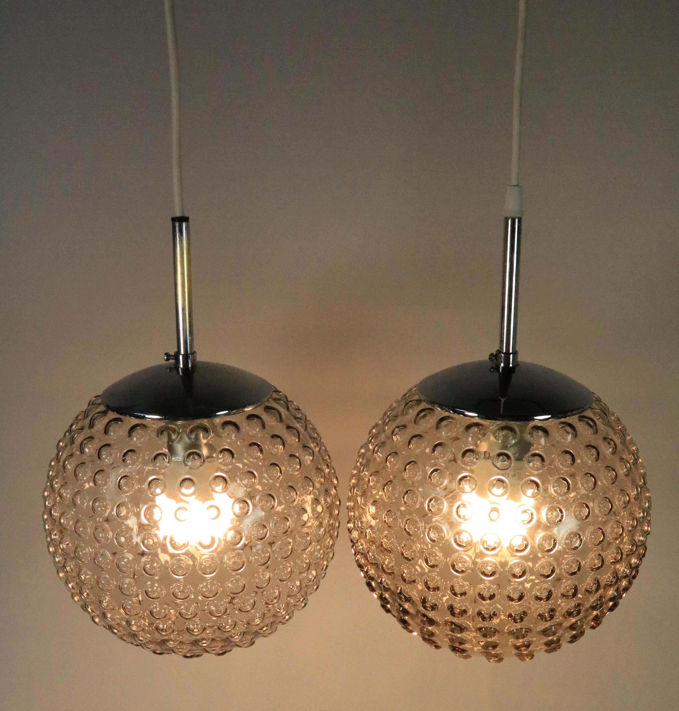 1 of 2 Bubble Glass Lamp, STAFF, Krüger, Mid-Century, Germany For Sale 4