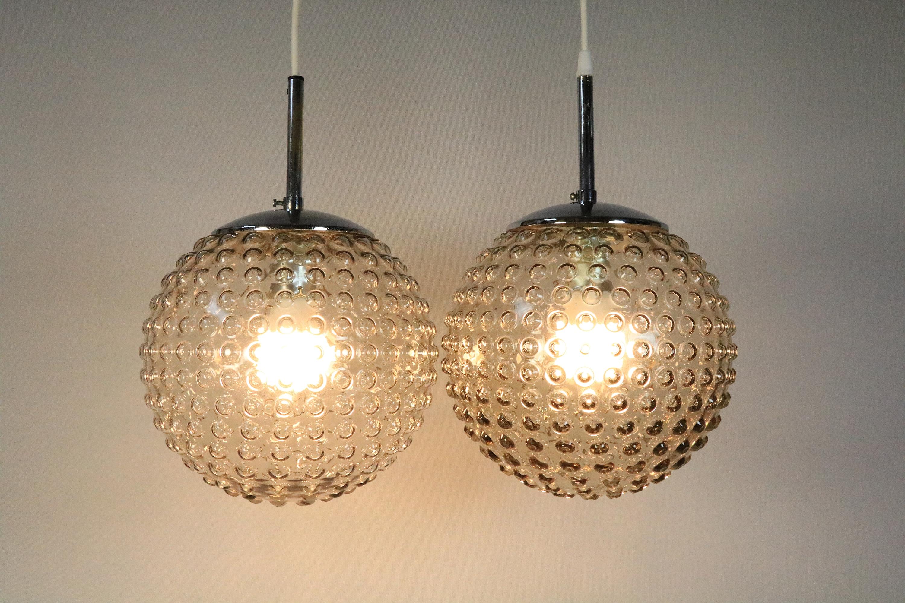 1 of 2 Bubble Glass Lamp, STAFF, Krüger, Mid-Century, Germany For Sale 5