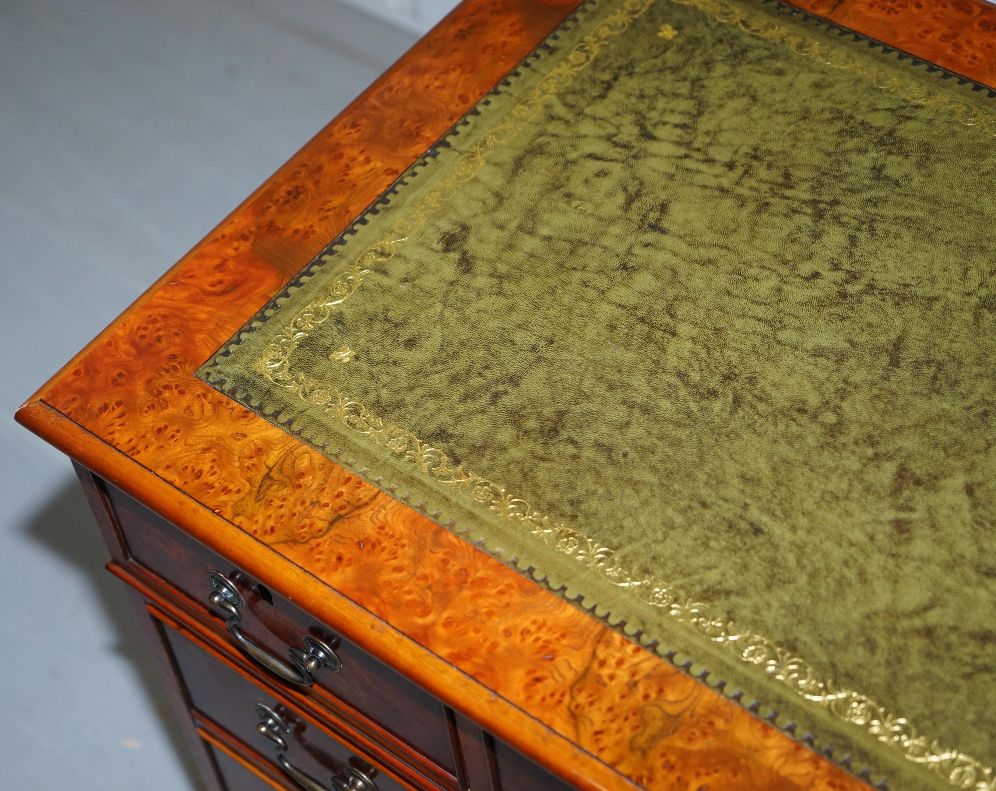 1 of 2 Burr Walnut Twin Pedestal Partner Desks Designed to House Tower Computer 4