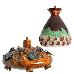 1 of 2 Ceramic Pendant Lights, Denmark, 1970