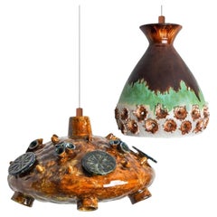 1 of 2 Ceramic Pendant Lights, Denmark, 1970