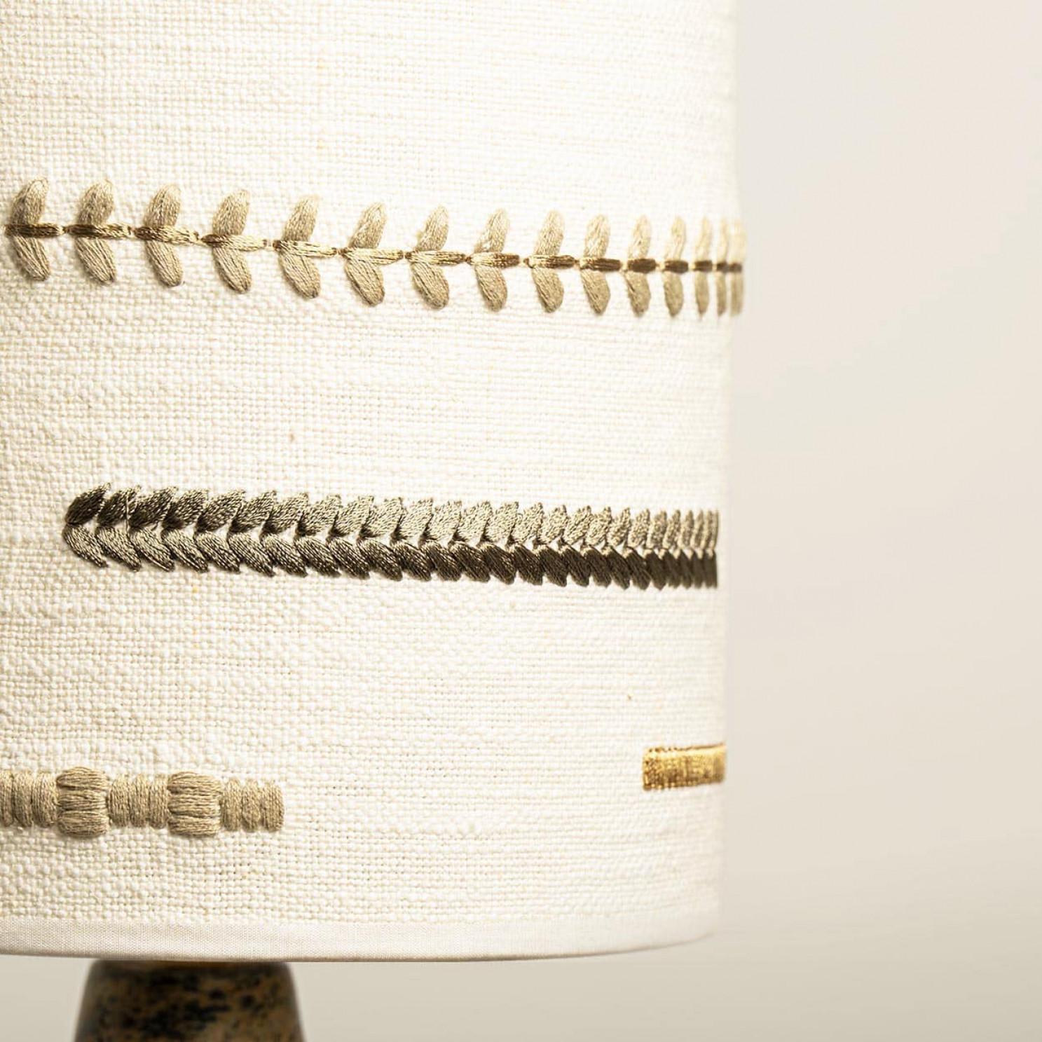 1 de 2 Lampes de table en céramique pour Backhausen avec abat-jour en broderie nouvelle, Danemark en vente 3