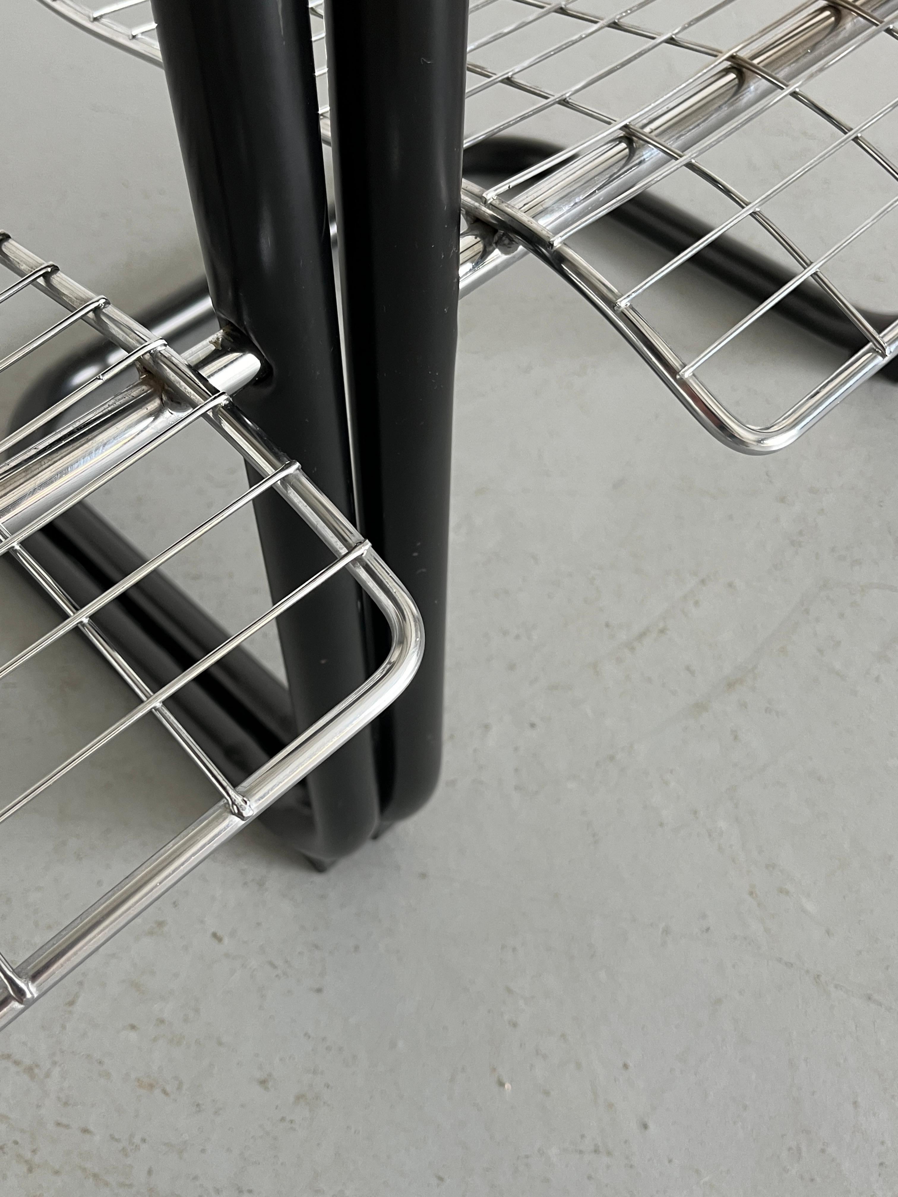 1 of 2 Chromed Wire Club Chairs, Industrial Galvanized Tubular Metal, Italy 80s 5
