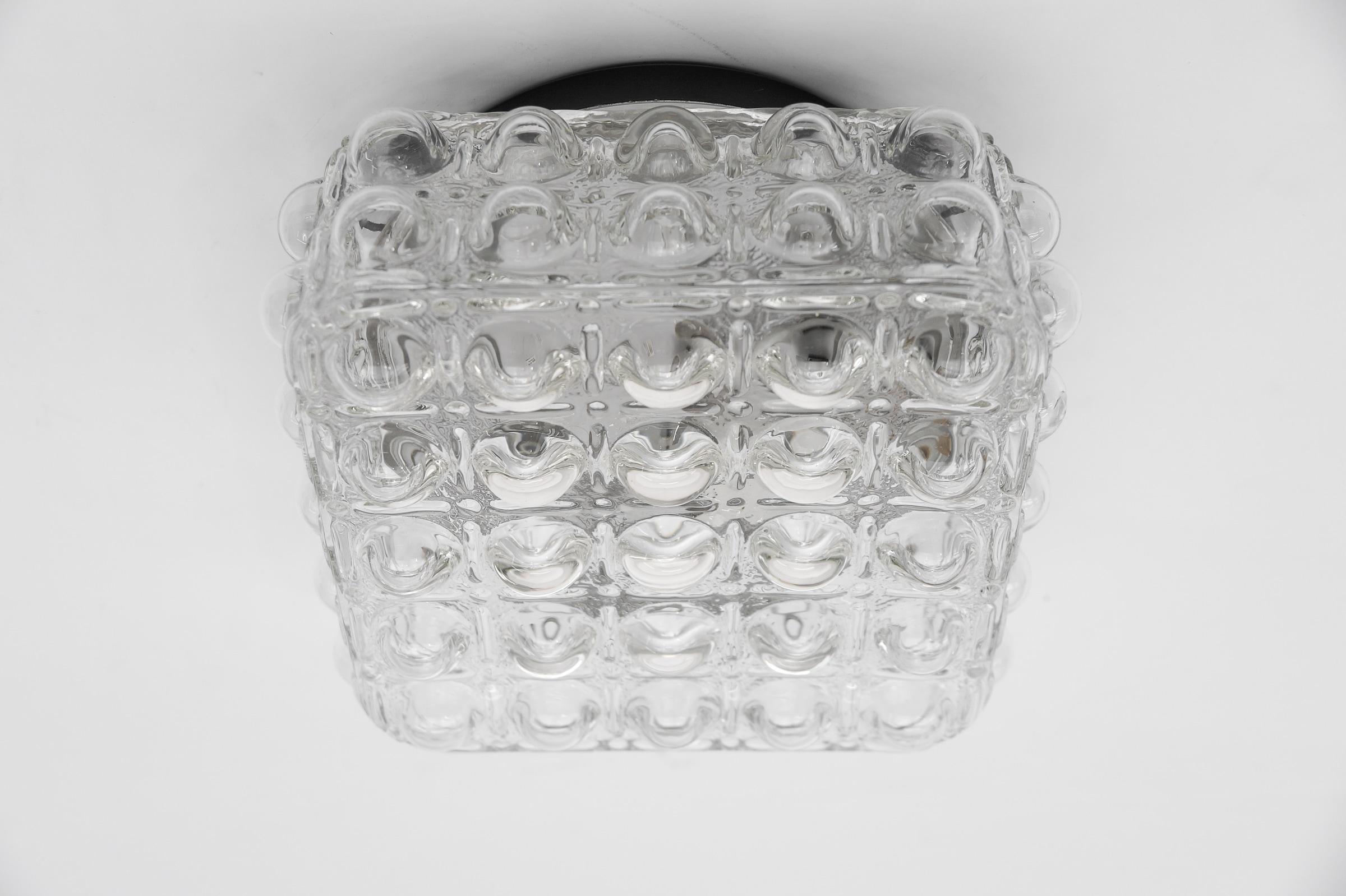 1 of 2 Clear Bubble Glass Flush Mount Lamp by Helena Tynell, Germany 1960s For Sale 1