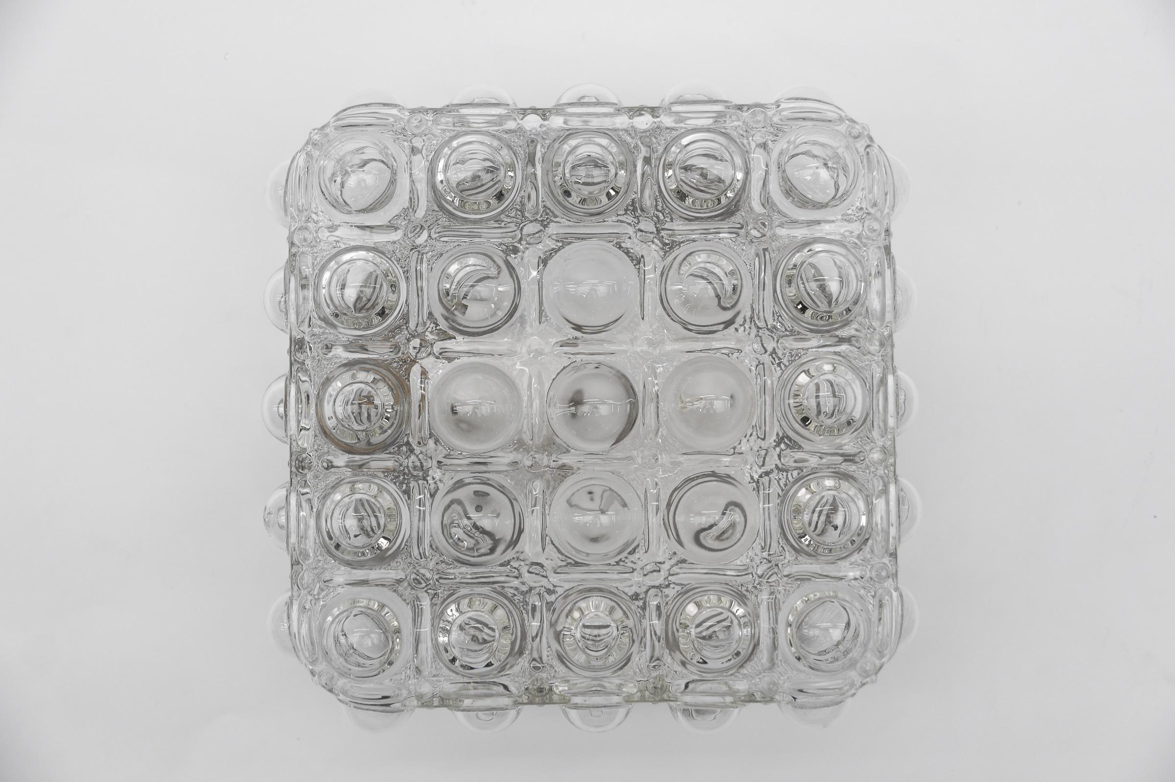 1 of 2 Clear Bubble Glass Flush Mount Lamp by Helena Tynell, Germany 1960s For Sale 2