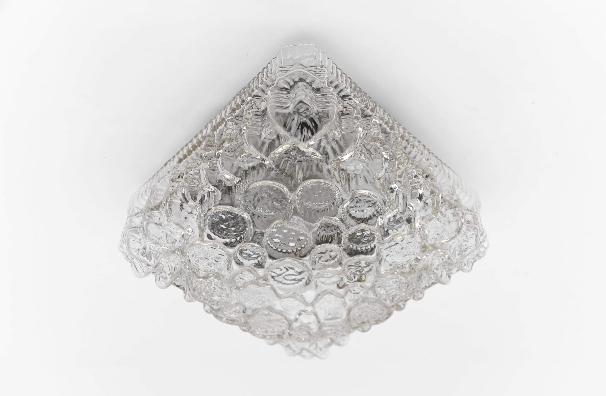 Mid-20th Century 1. of 2 Clear Bubble Glass Mount Lamp Helena Tynell, Germany 1960s For Sale
