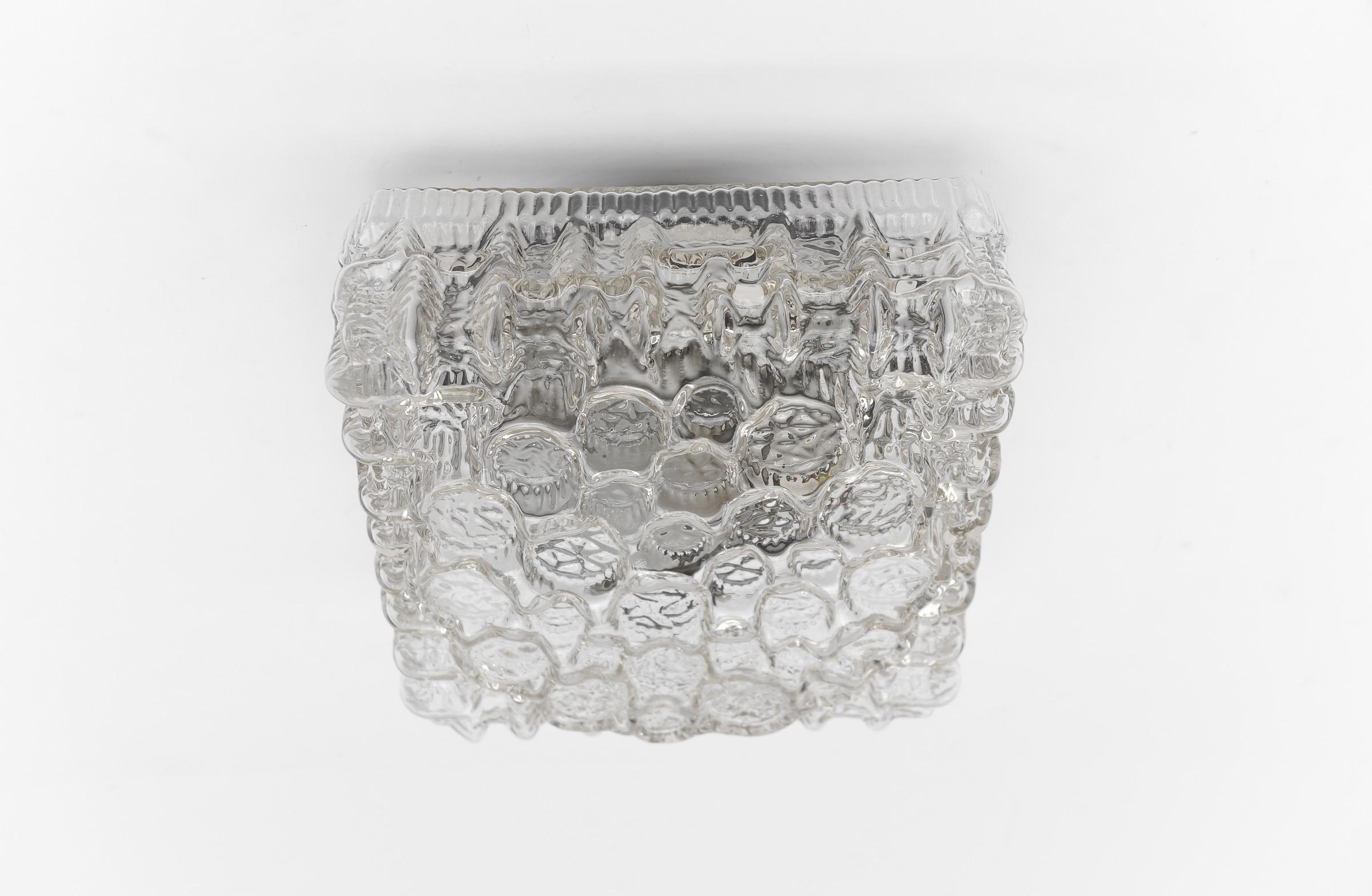 Metal 1. of 2 Clear Bubble Glass Mount Lamp Helena Tynell, Germany 1960s For Sale
