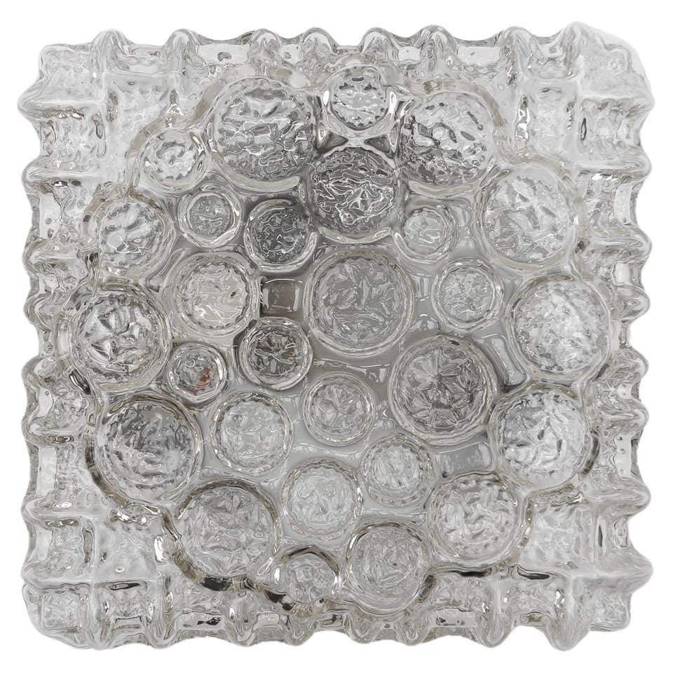 Square Bubble Glass Flush Mount Helena Tynell Style, Vintage, 1970s For ...