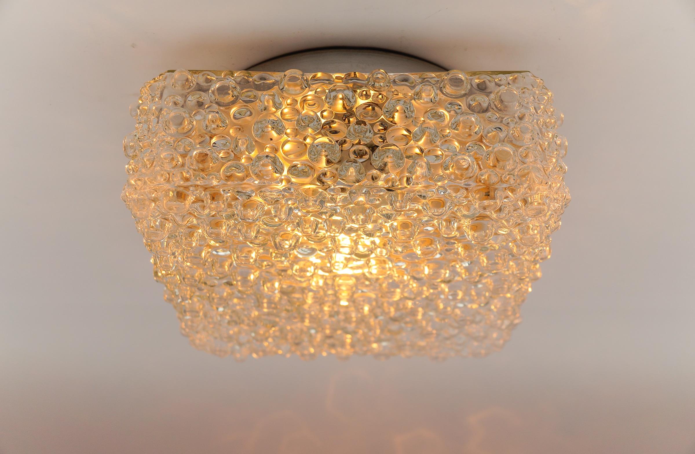 Mid-Century Modern 1. of 2 Clear Lovely Bubble Glass Wall Lamp or Flush Mount Light, 1960s Germany For Sale