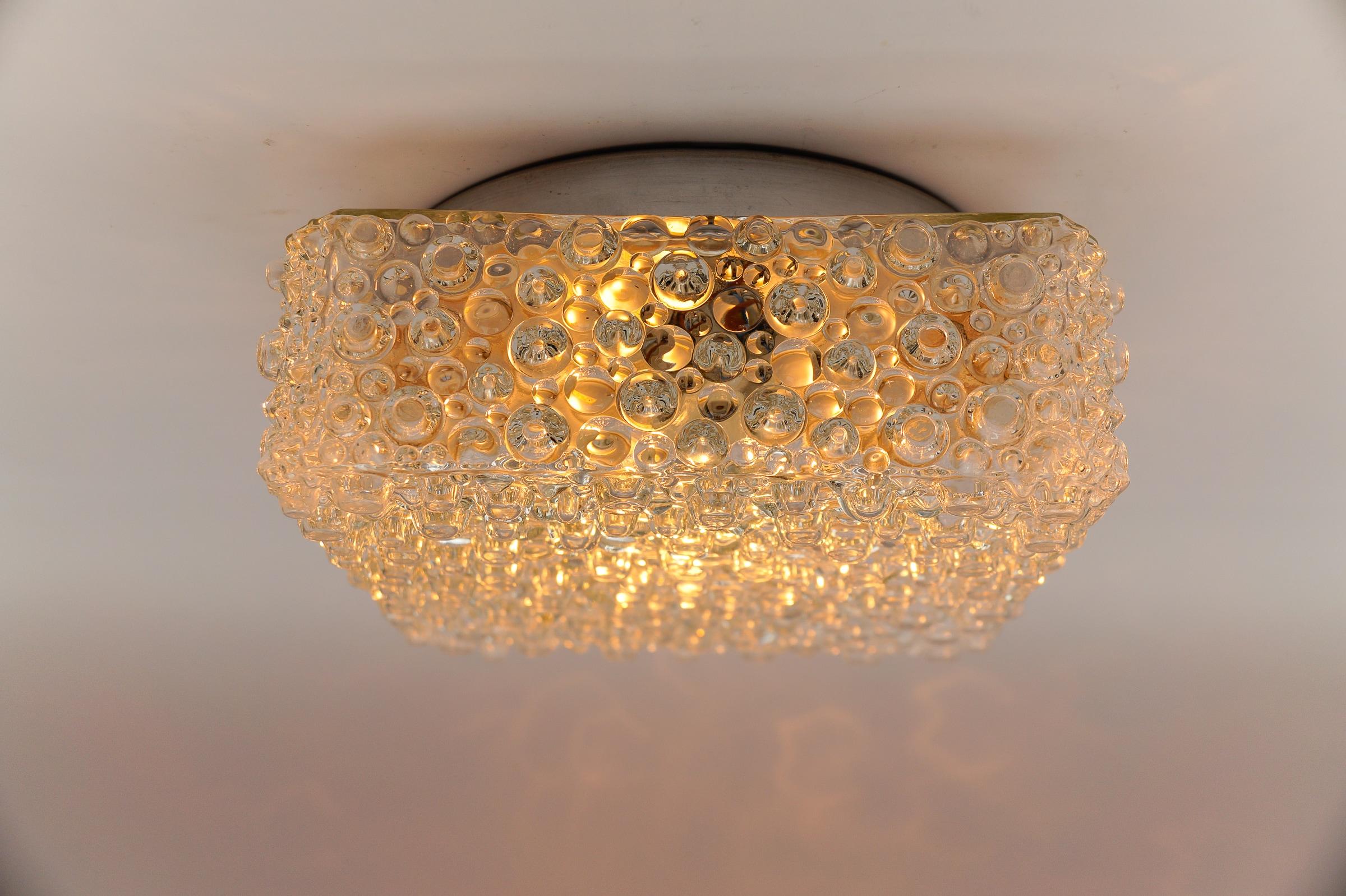 Metal 1. of 2 Clear Lovely Bubble Glass Wall Lamp or Flush Mount Light, 1960s Germany For Sale