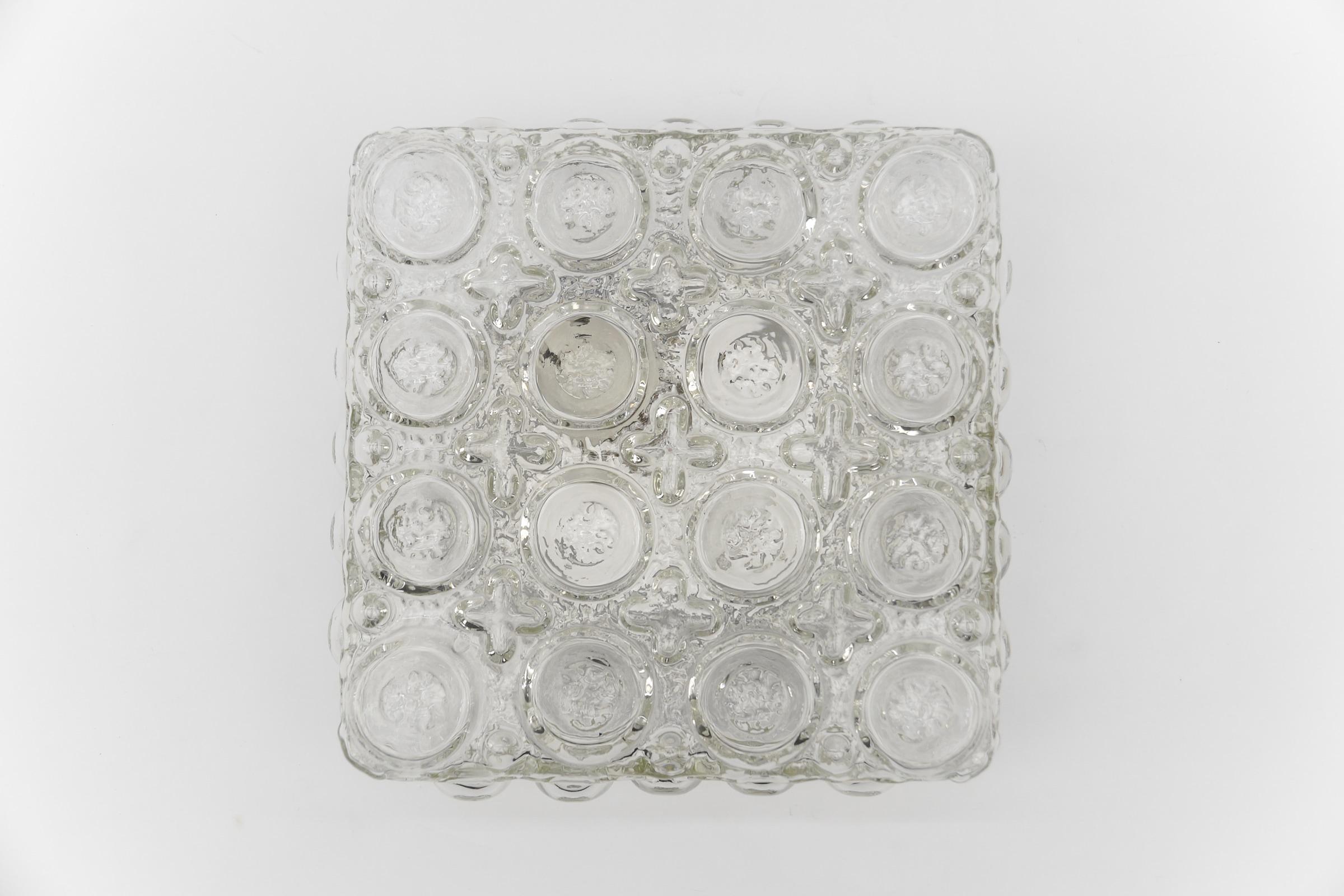 1. of 2 Clear Rings Glass Flush Mount Lamp, Germany 1960s For Sale 2