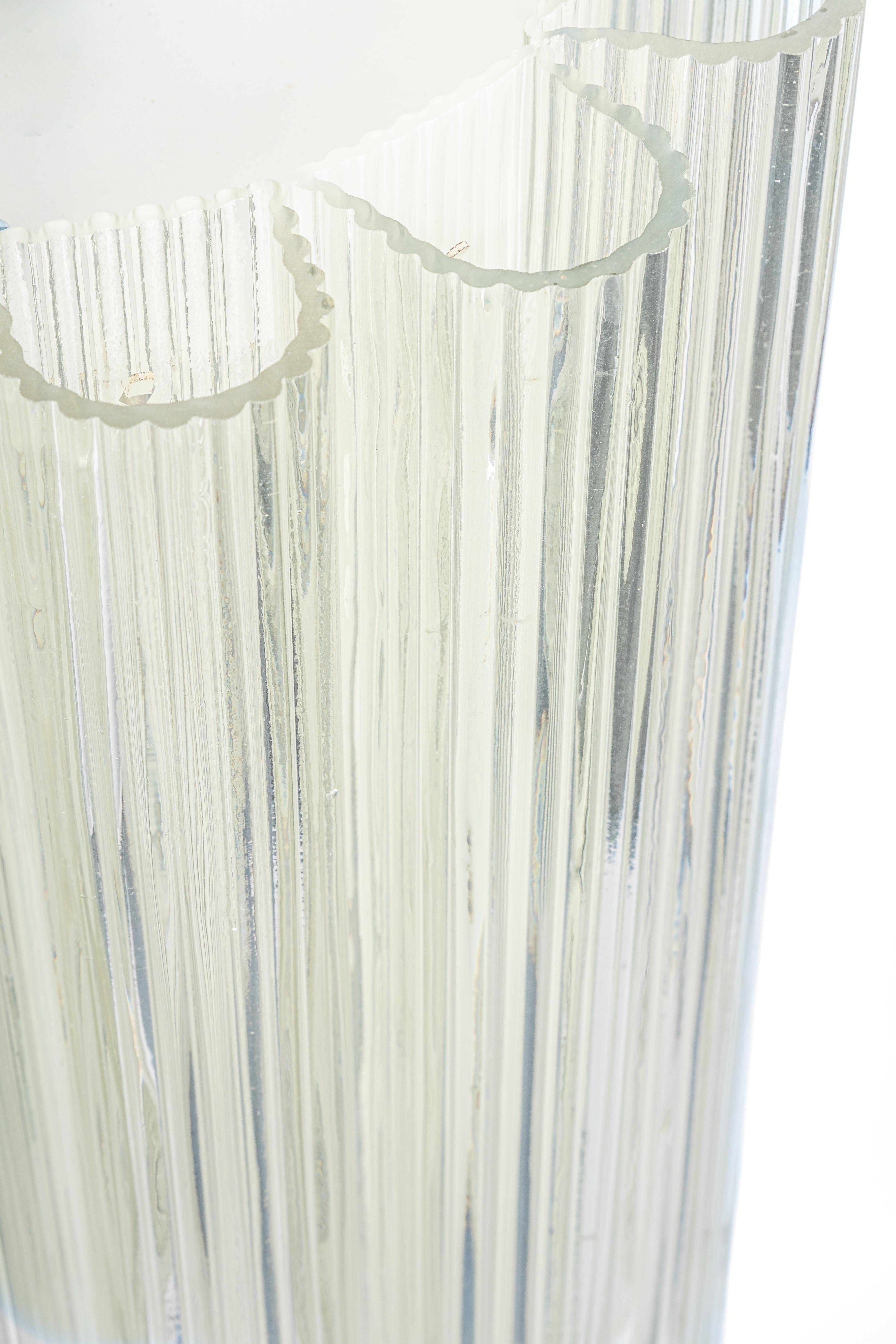 1 of 2 Cylindrical Pendant Fixture with Crystal Glass by Doria, Germany, 1960s For Sale 4