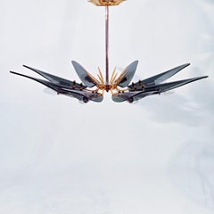 1 of 2 Dahlia Murano chandeliers by Max Ingrand for Fontana Arte, Italy, 1950s