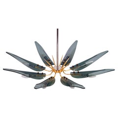 1 of 2 Dahlia Murano chandeliers by Max Ingrand for Fontana Arte, Italy, 1950s