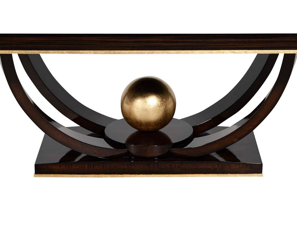 1 of 2 deposit for Aida Custom Art Deco Inspired Macassar Dining Table Gold Leaf In New Condition In North York, ON